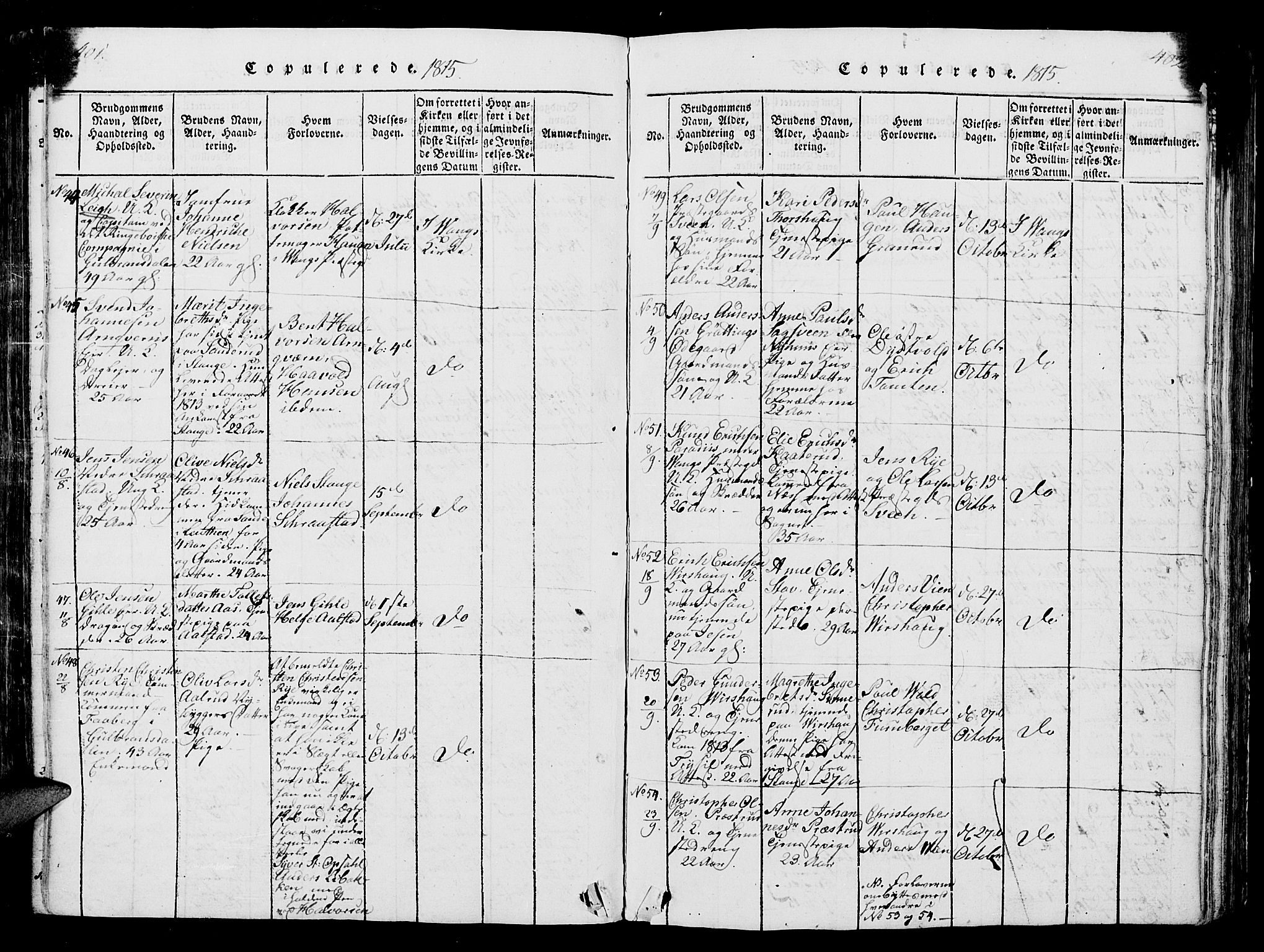 Vang prestekontor, Hedmark, AV/SAH-PREST-008/H/Ha/Hab/L0004: Klokkerbok nr. 4, 1813-1827, s. 401-402