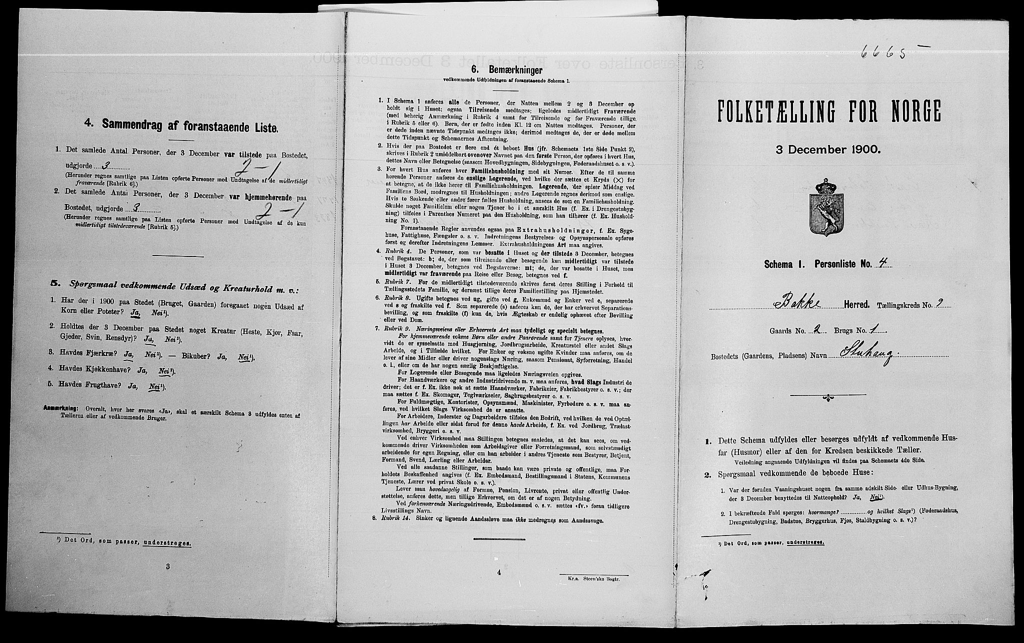 SAK, Folketelling 1900 for 1045 Bakke herred, 1900, s. 487