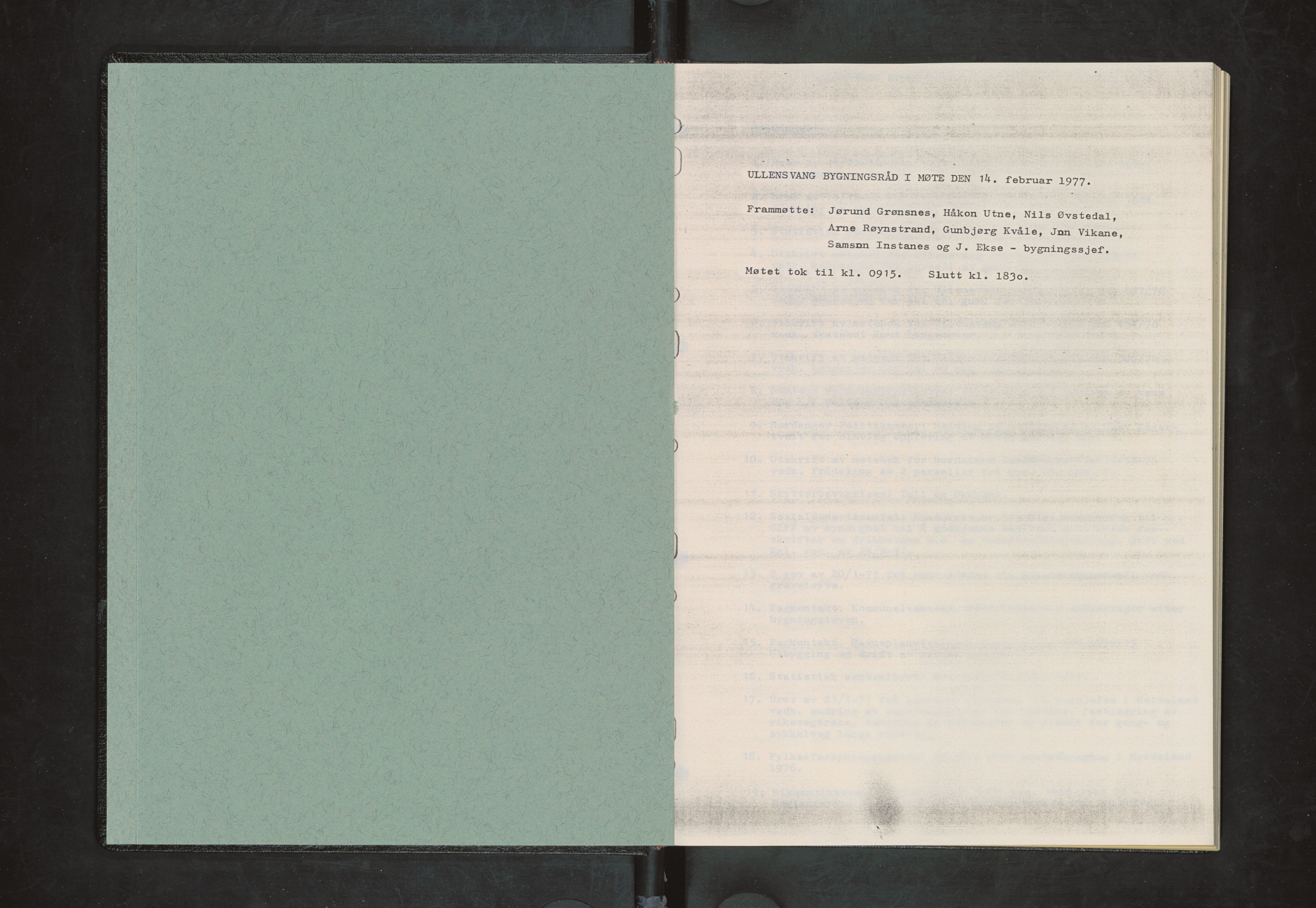 Ullensvang herad. Lofthus / Ullensvang bygningsråd , IKAH/1231b-511/A/Aa/L0007: Møtebok for Ullensvang bygningsråd, 1977
