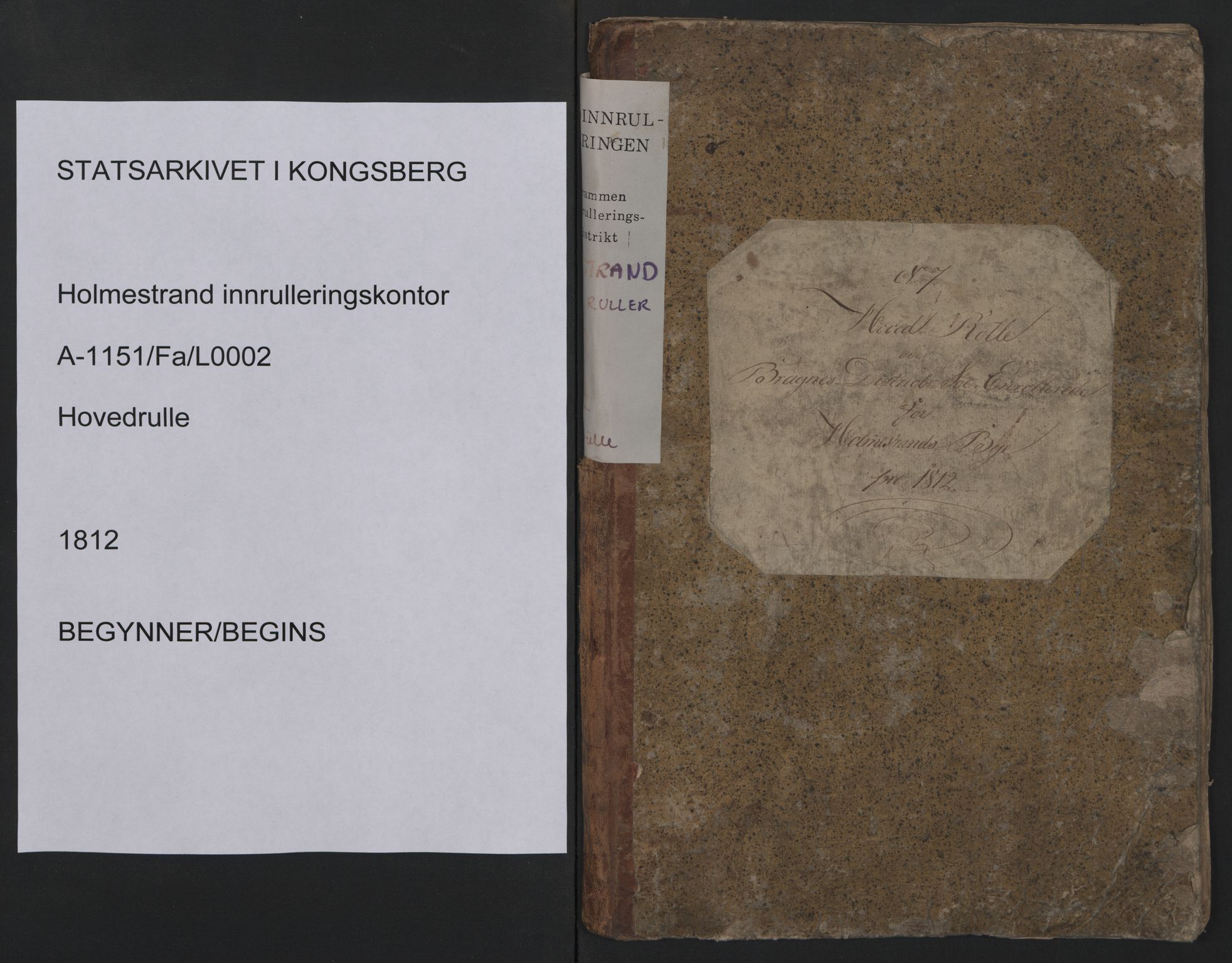 Holmestrand innrulleringskontor, AV/SAKO-A-1151/F/Fa/L0001/0002: Hovedrulle / Hovedrulle, 1812, s. 1