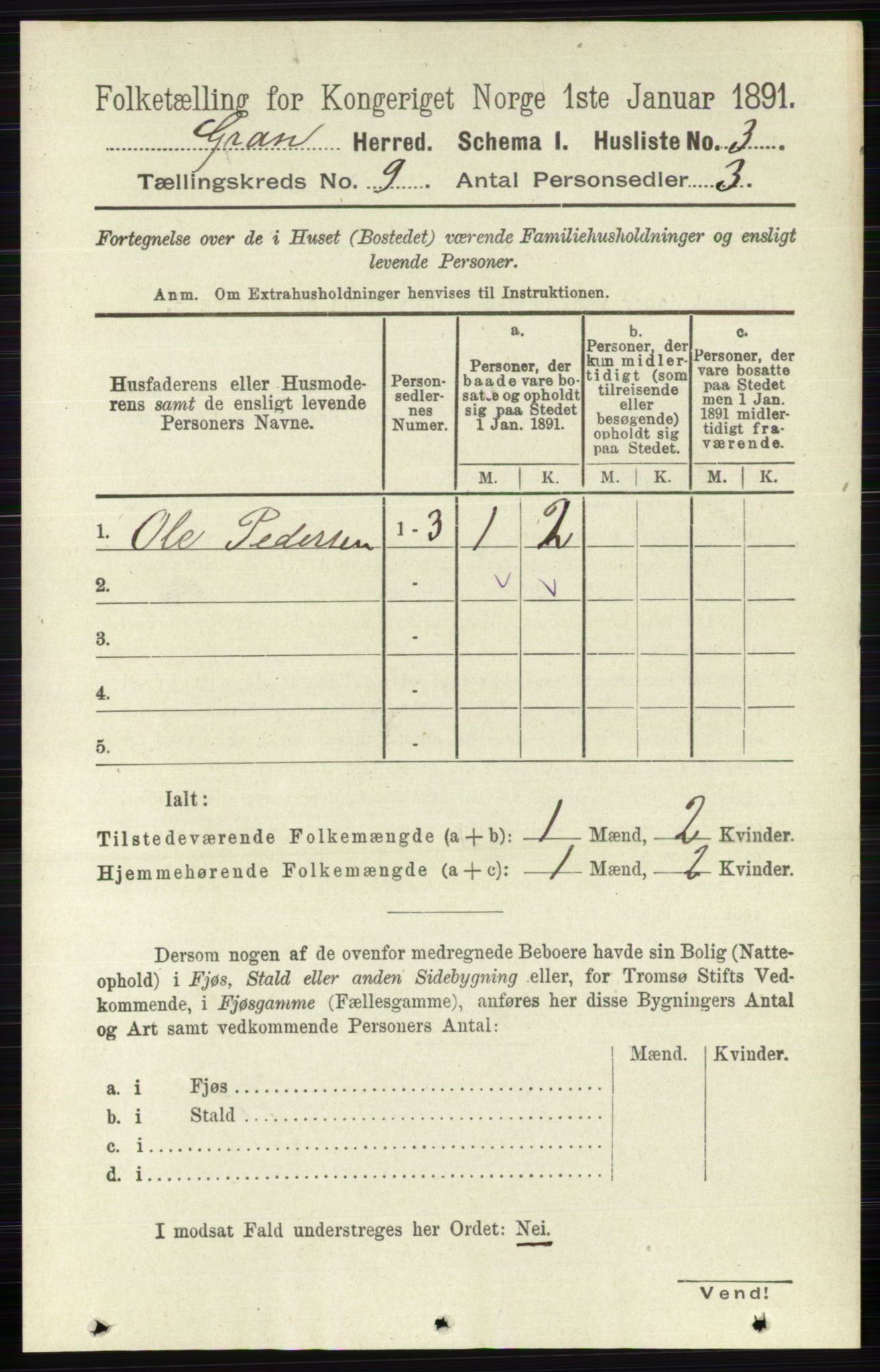 RA, Folketelling 1891 for 0534 Gran herred, 1891, s. 4056