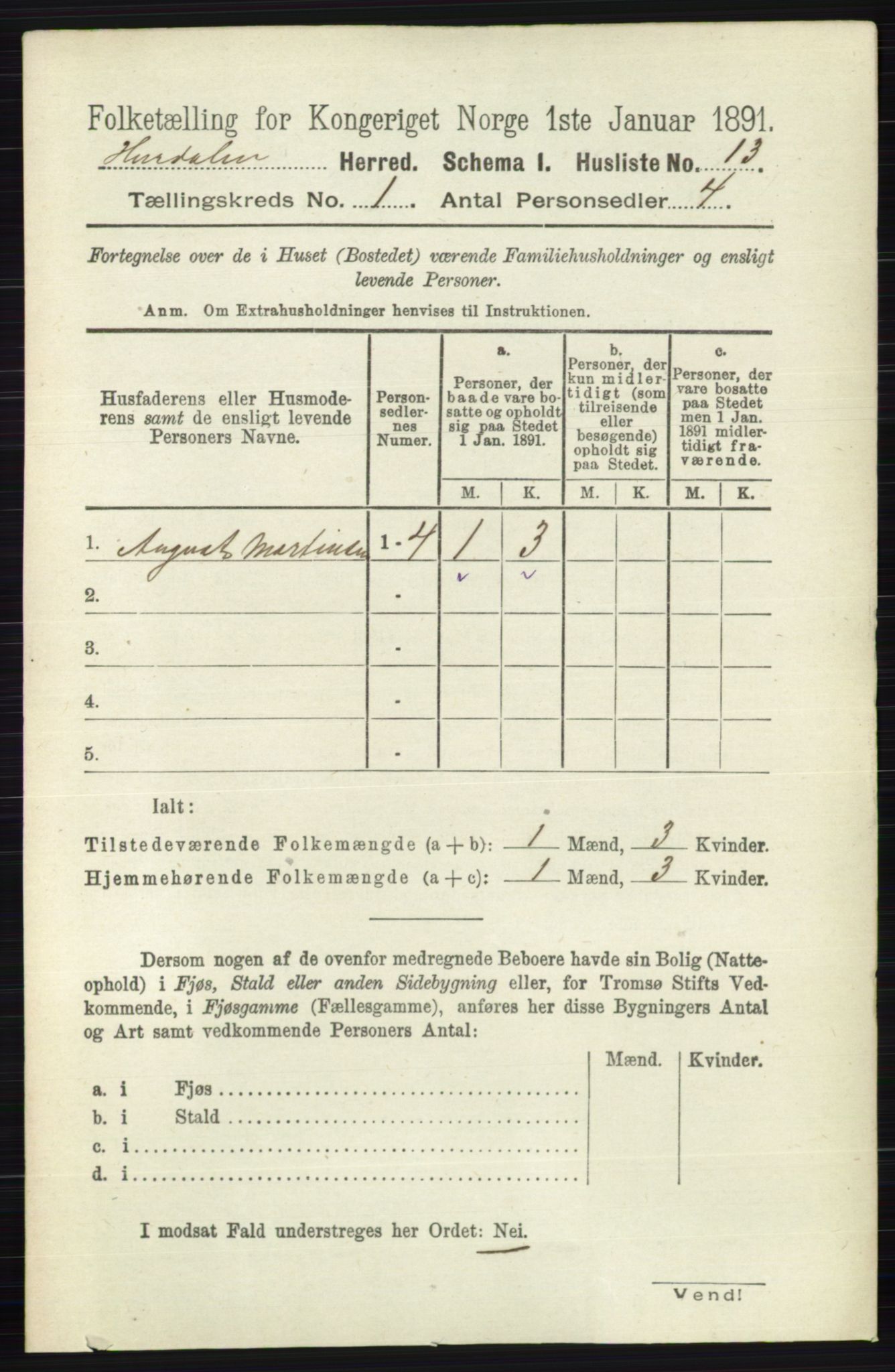 RA, Folketelling 1891 for 0239 Hurdal herred, 1891, s. 31