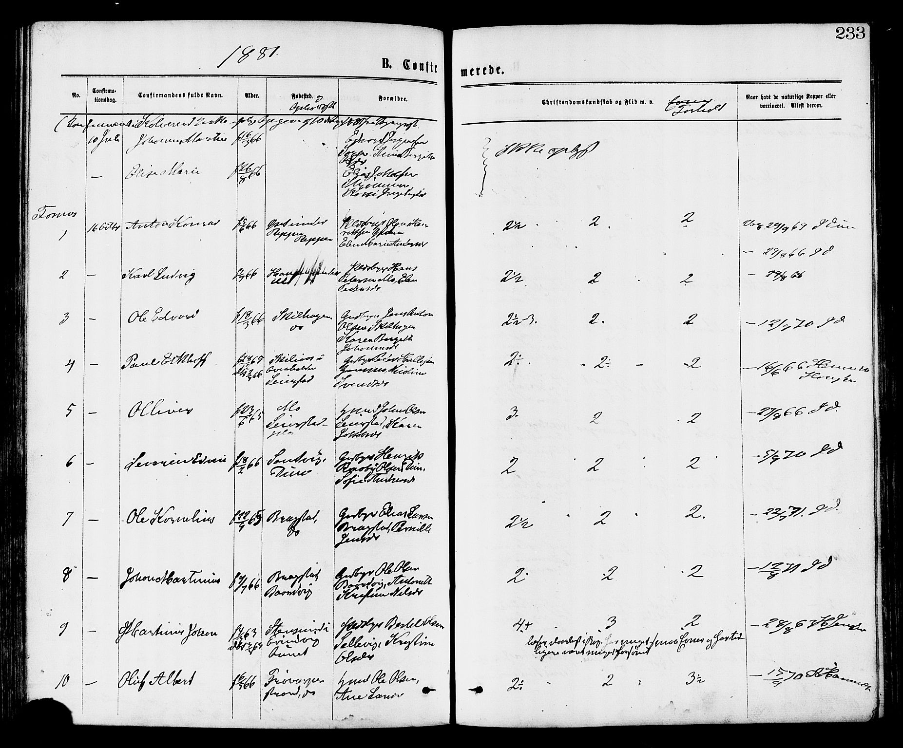 Ministerialprotokoller, klokkerbøker og fødselsregistre - Nord-Trøndelag, AV/SAT-A-1458/773/L0616: Ministerialbok nr. 773A07, 1870-1887, s. 233