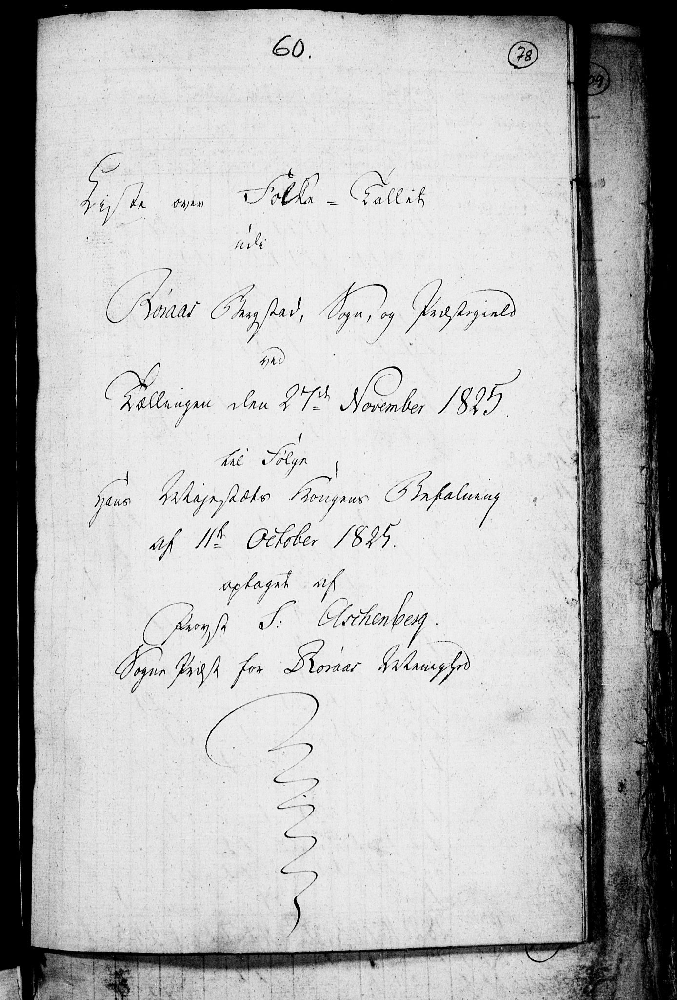 , Folketelling 1825 for 1640P Røros prestegjeld, 1825, s. 1
