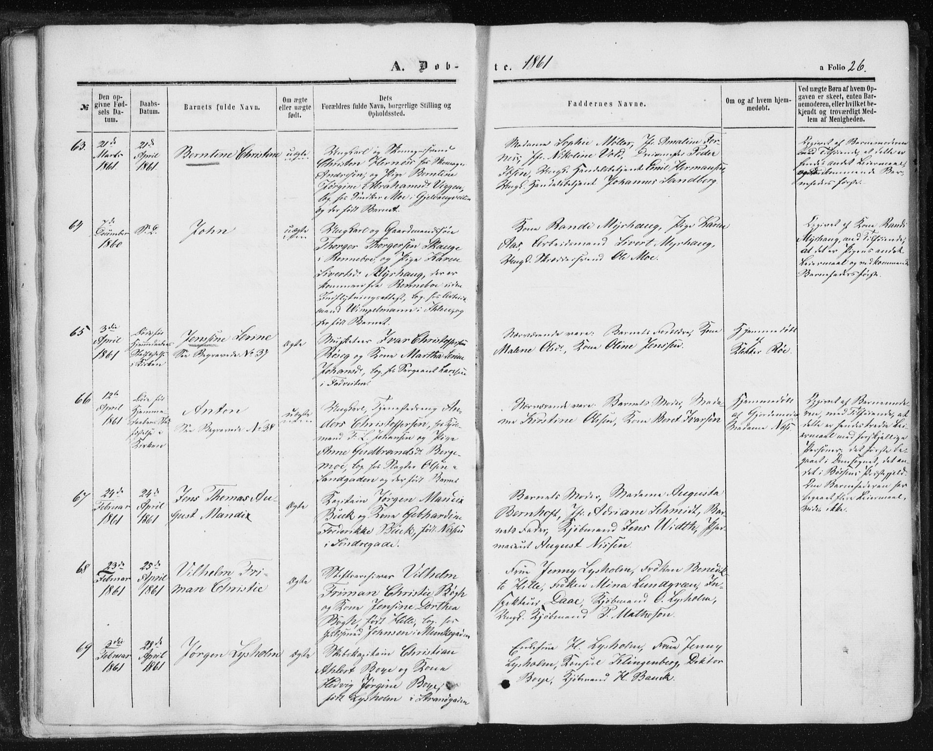 Ministerialprotokoller, klokkerbøker og fødselsregistre - Sør-Trøndelag, SAT/A-1456/602/L0115: Ministerialbok nr. 602A13, 1860-1872, s. 26