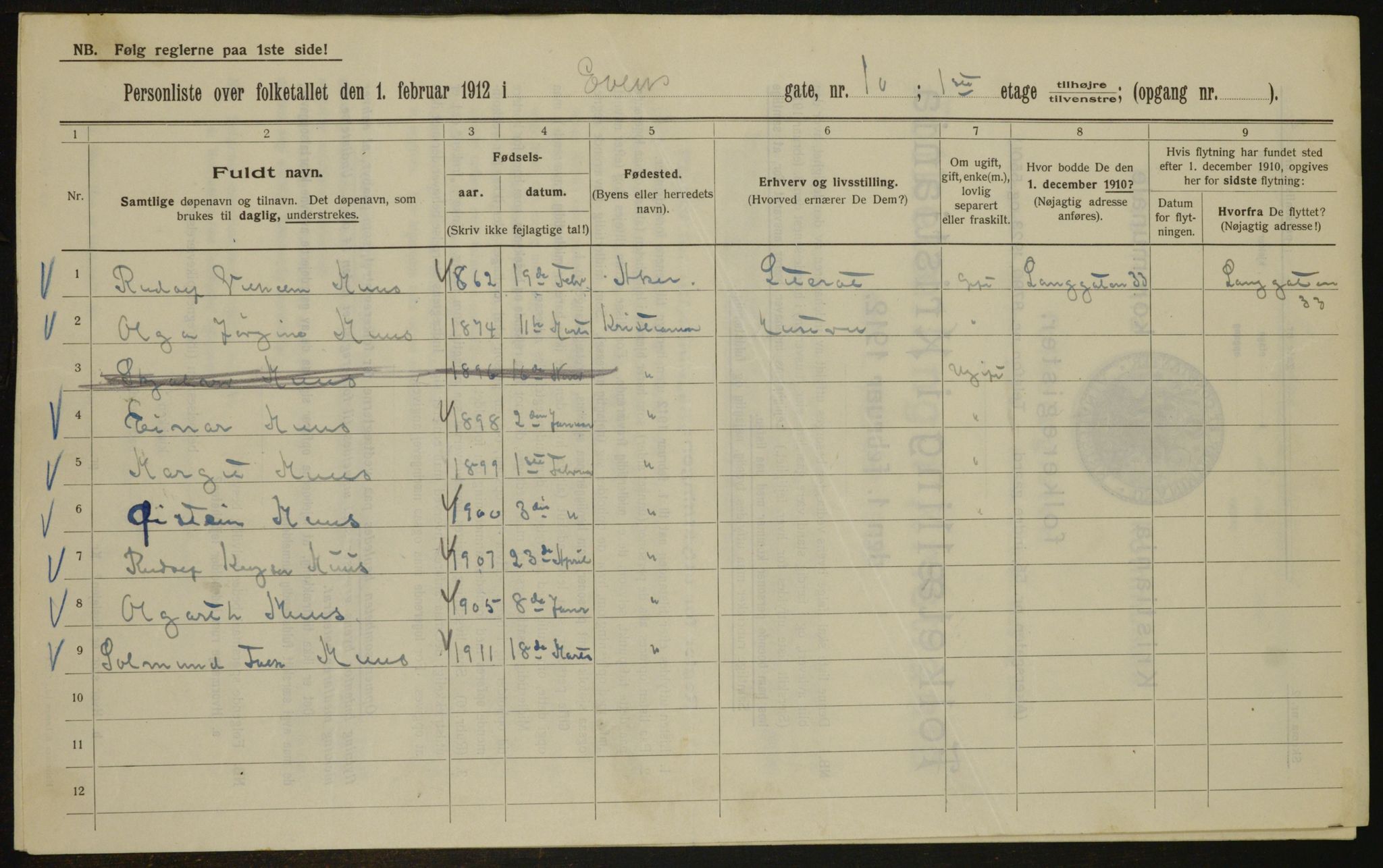 OBA, Kommunal folketelling 1.2.1912 for Kristiania, 1912, s. 22875