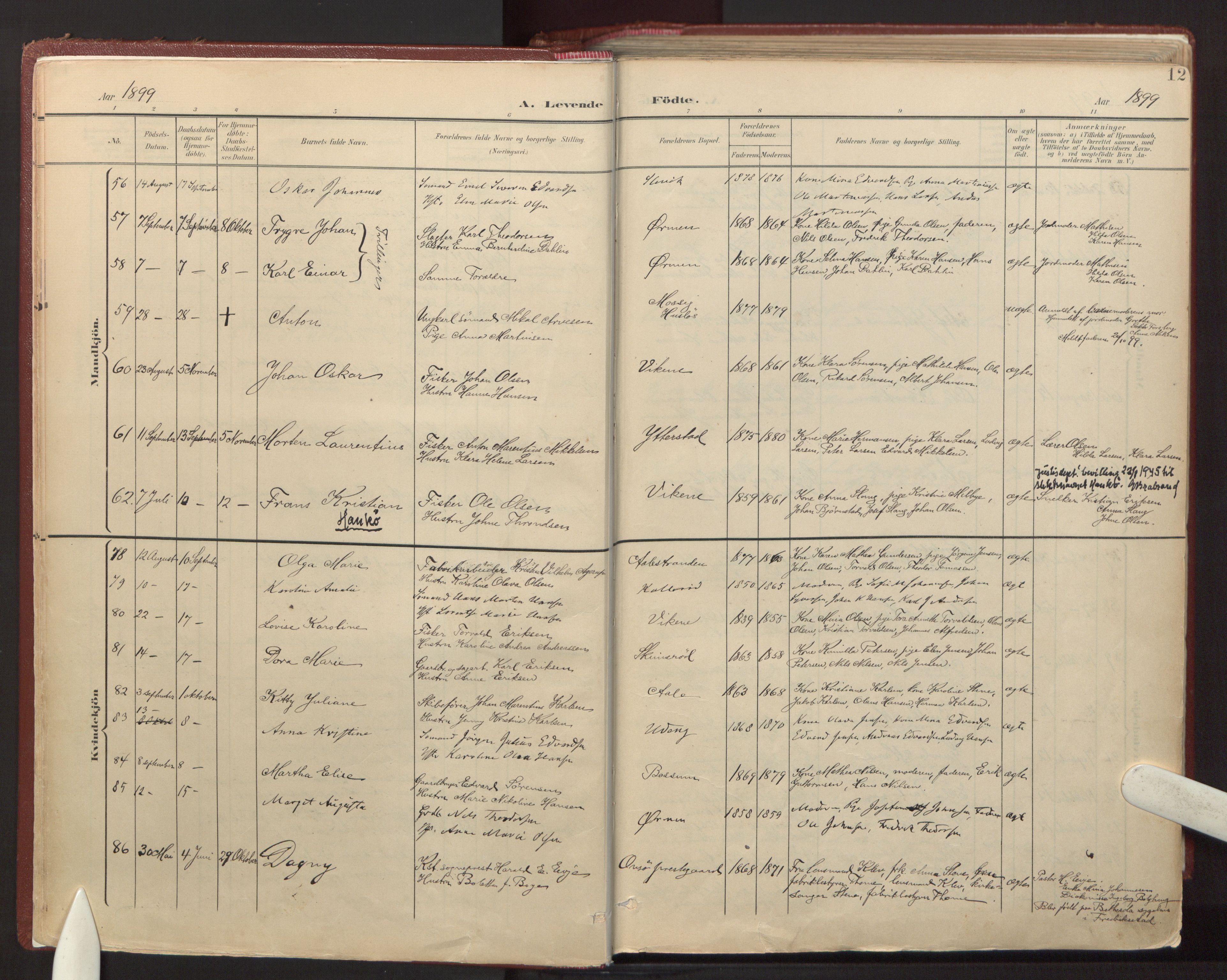 Onsøy prestekontor Kirkebøker, AV/SAO-A-10914/F/Fa/L0008: Ministerialbok nr. I 8, 1899-1923, s. 12