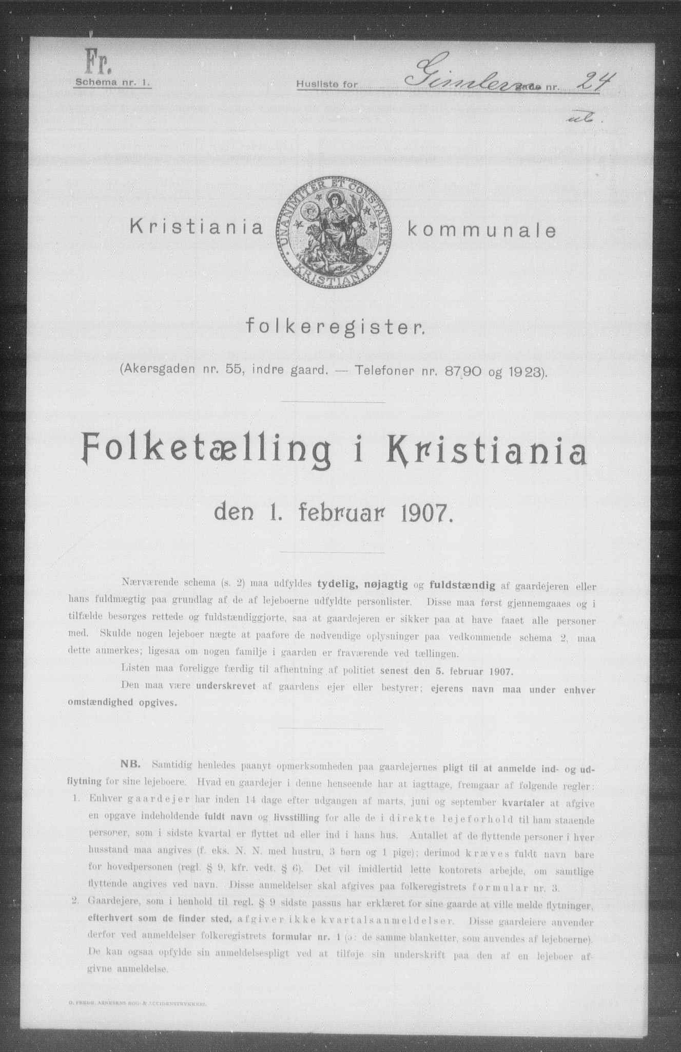 OBA, Kommunal folketelling 1.2.1907 for Kristiania kjøpstad, 1907, s. 14862