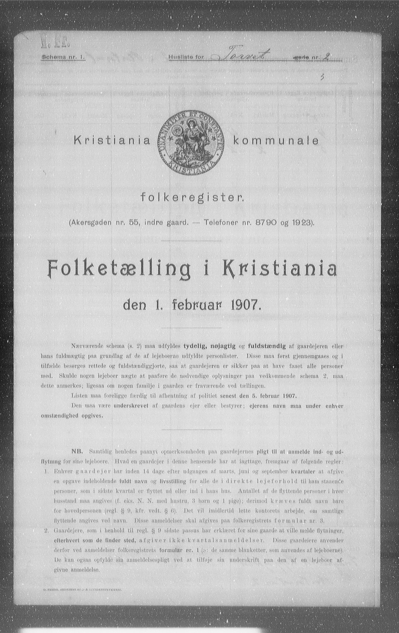 OBA, Kommunal folketelling 1.2.1907 for Kristiania kjøpstad, 1907, s. 58538