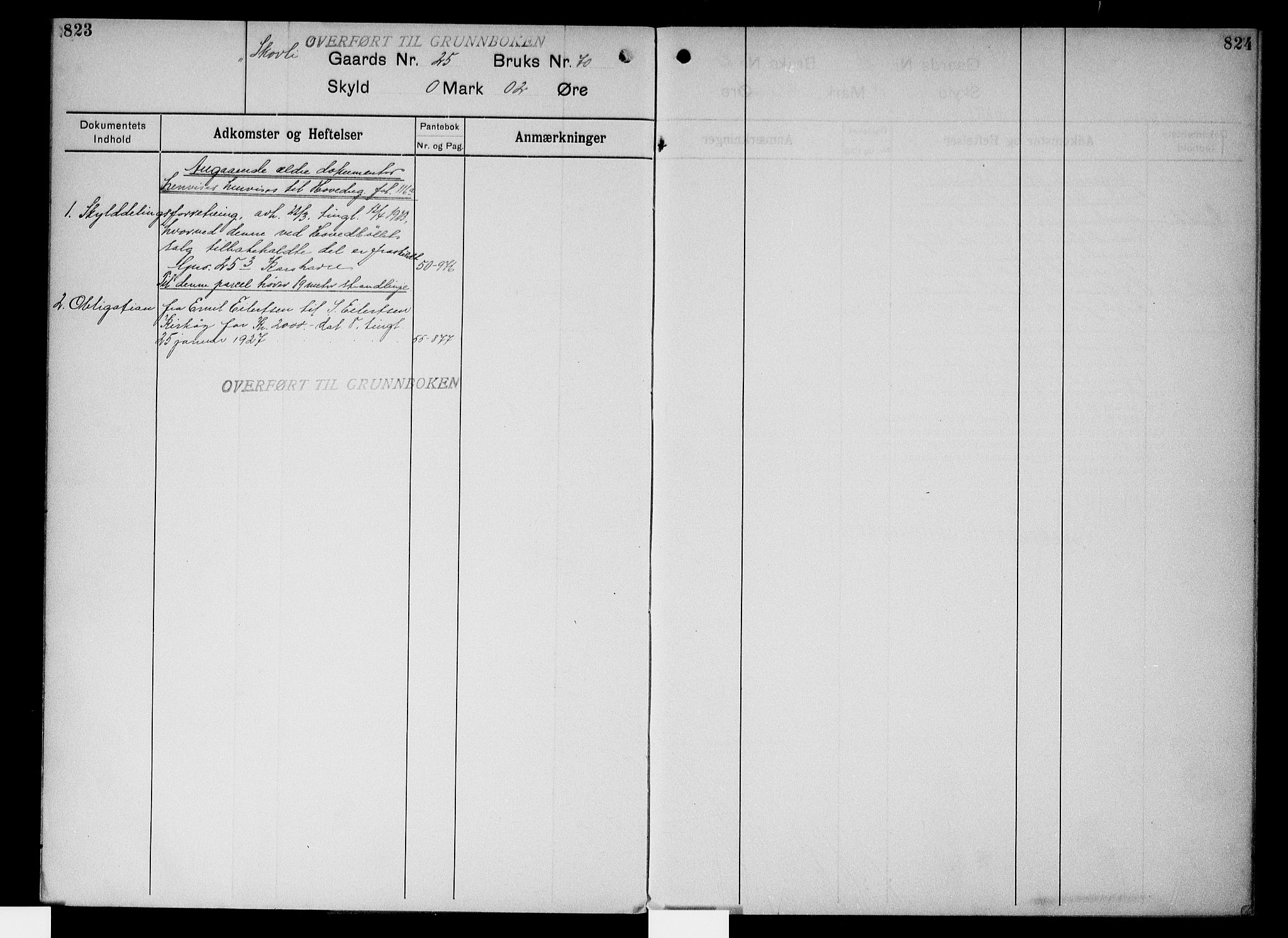 Onsøy sorenskriveri, AV/SAO-A-10474/G/Gb/Gbc/L0003: Panteregister nr. III 3, 1913, s. 823-824