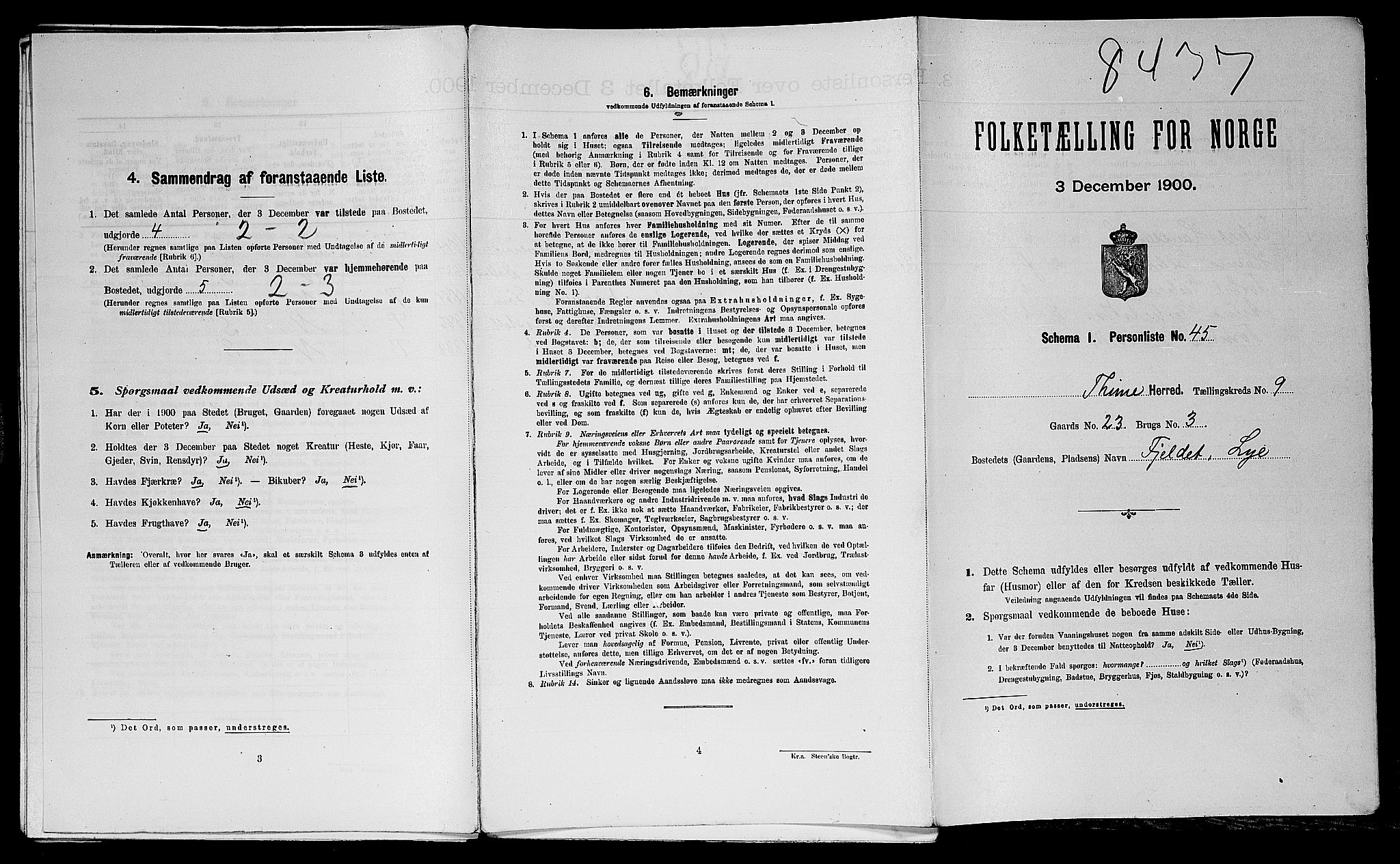 SAST, Folketelling 1900 for 1121 Time herred, 1900, s. 851
