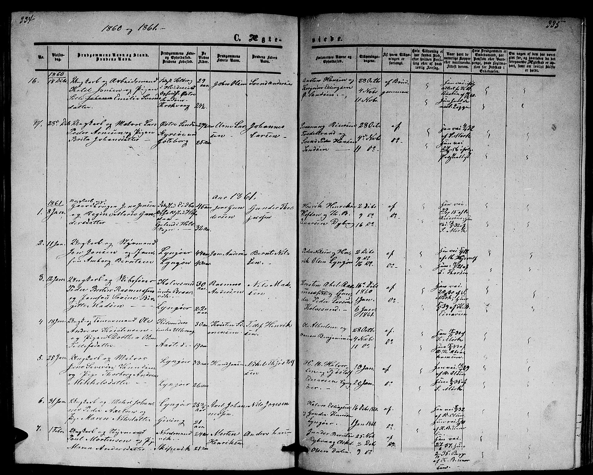Dypvåg sokneprestkontor, AV/SAK-1111-0007/F/Fb/Fba/L0011: Klokkerbok nr. B 11, 1857-1872, s. 334-335