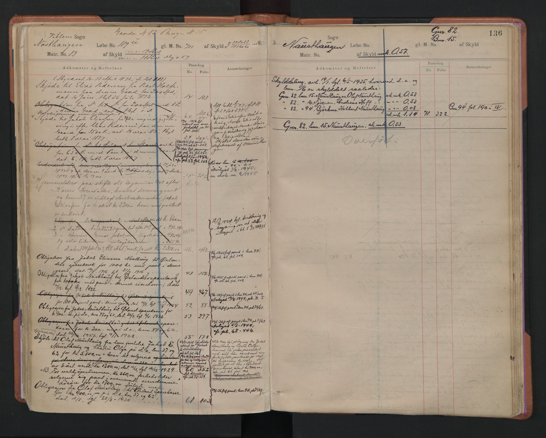 Fosen sorenskriveri, AV/SAT-A-1107/1/2/2A/L0018: Panteregister nr. 18, s. 136