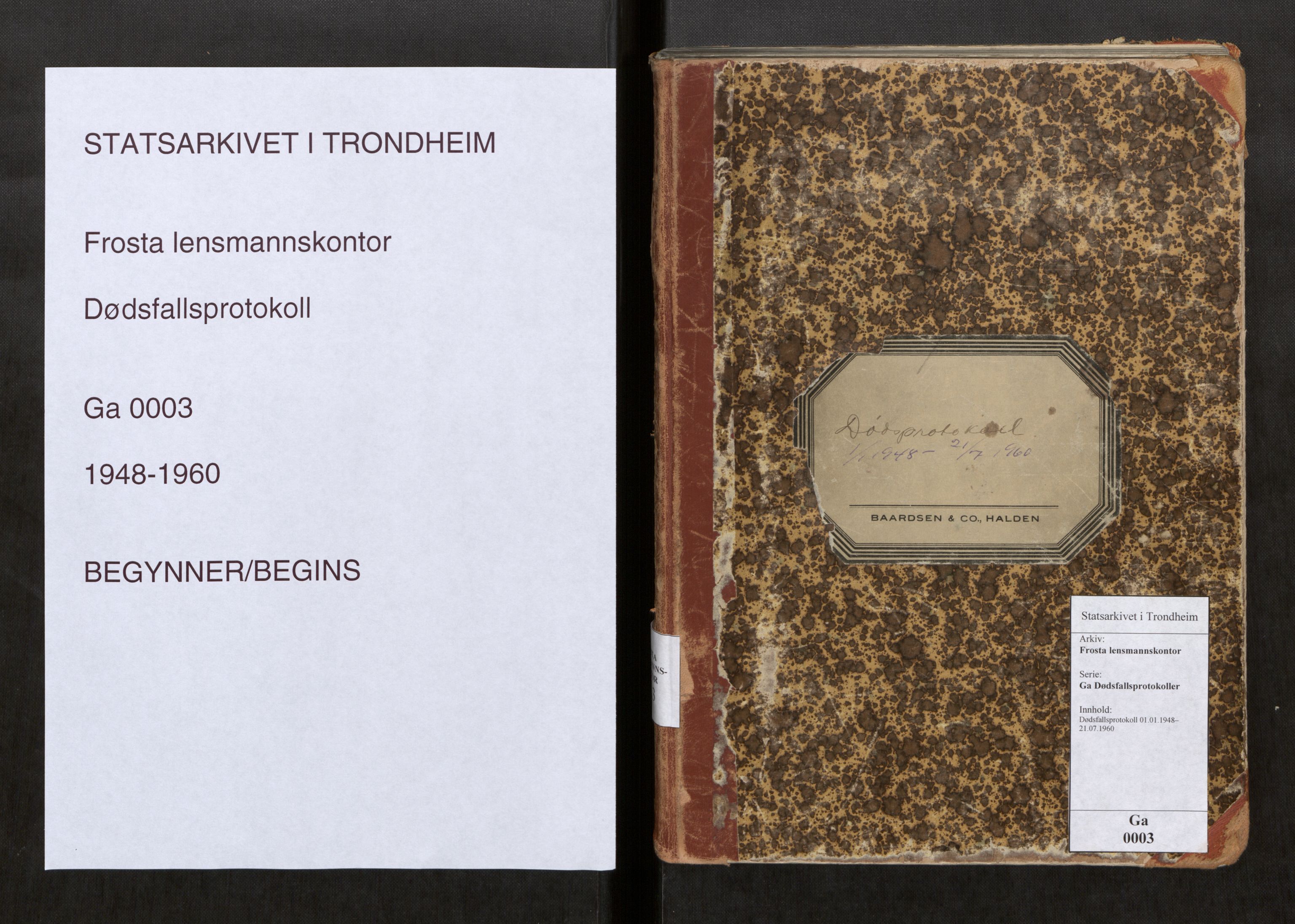 Frosta lensmannskontor, AV/SAT-A-1023/3/Ga/L0003: Dødsfallsprotokoll, 1948-1960
