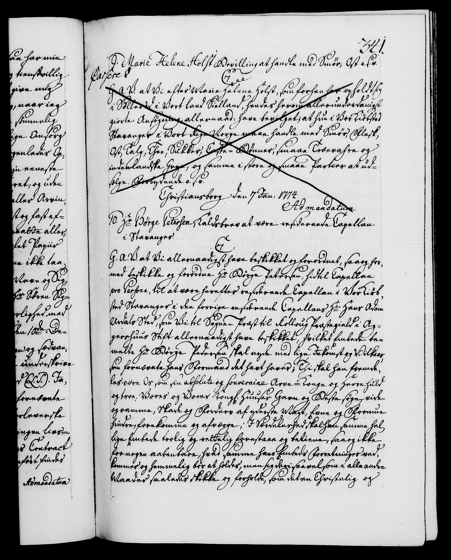 Danske Kanselli 1572-1799, AV/RA-EA-3023/F/Fc/Fca/Fcaa/L0046: Norske registre, 1773-1775, s. 341a