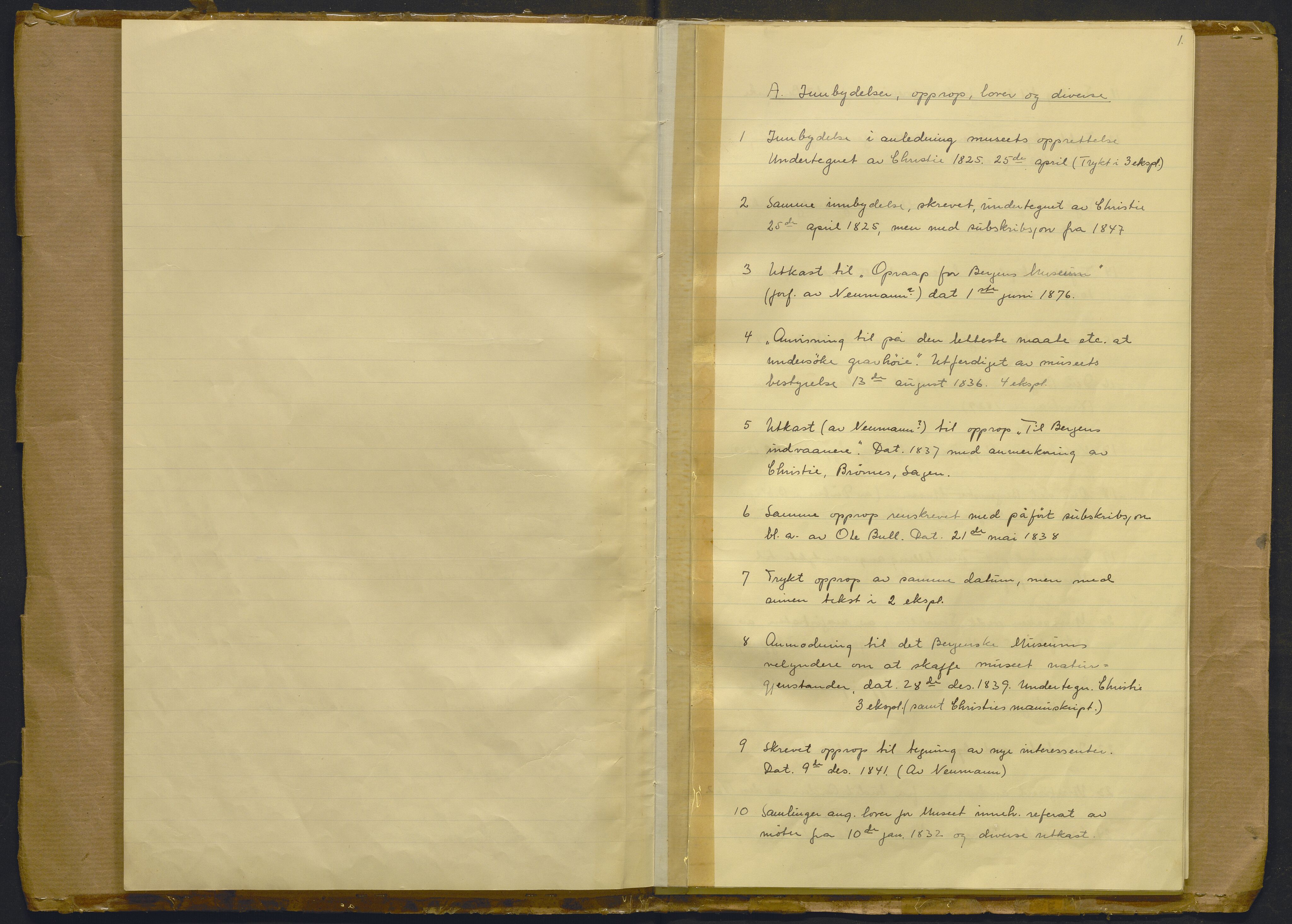 Bergens Museum, AV/SAB-A-17301/02/Y/Yb/L0001: Diverse, 1825-1952, s. 3