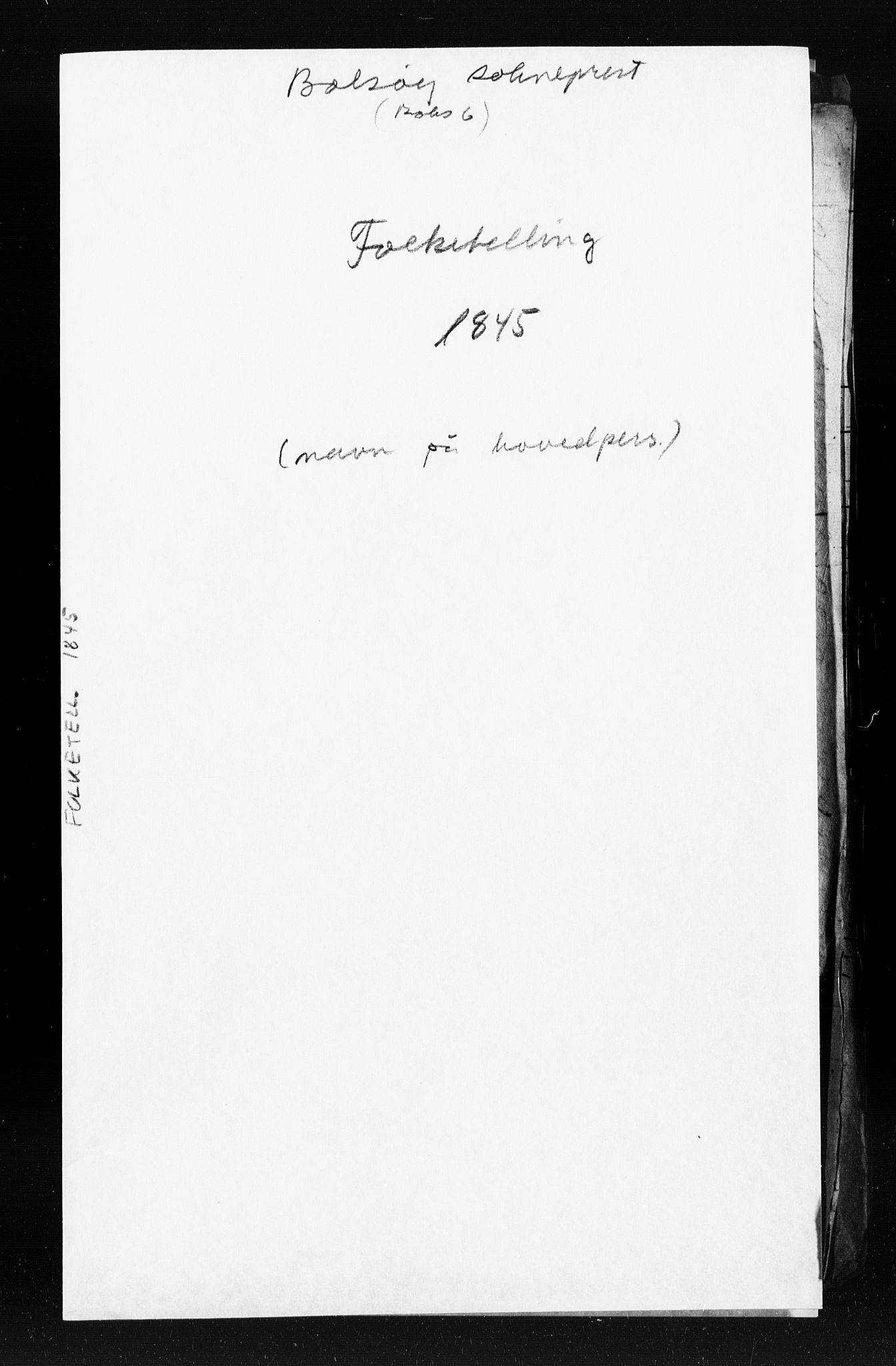 , Folketelling 1845 for 1544P Bolsøy prestegjeld, 1845, s. 1