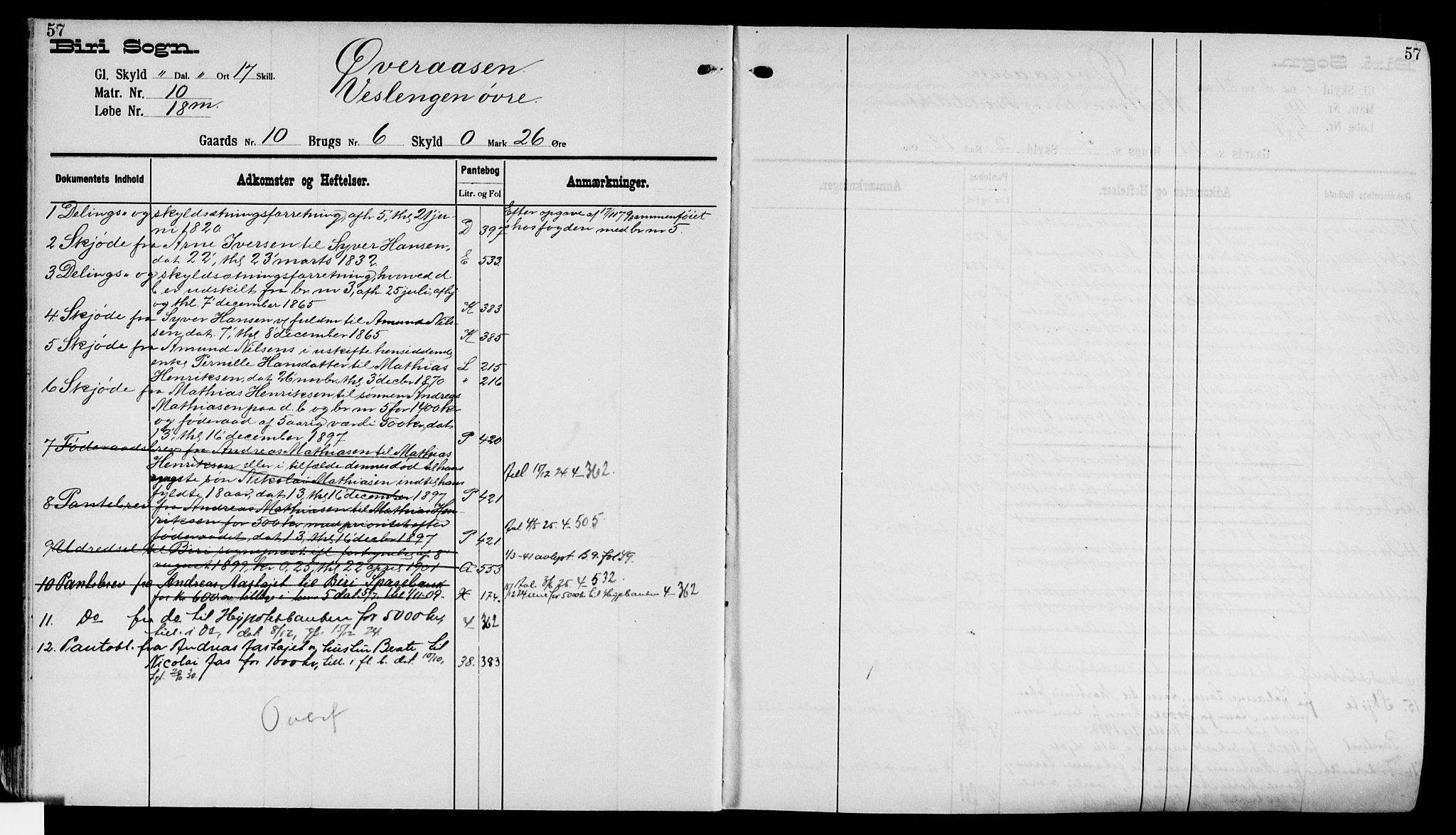 Toten tingrett, AV/SAH-TING-006/H/Ha/Haa/L0015: Panteregister nr. 15, 1901, s. 57