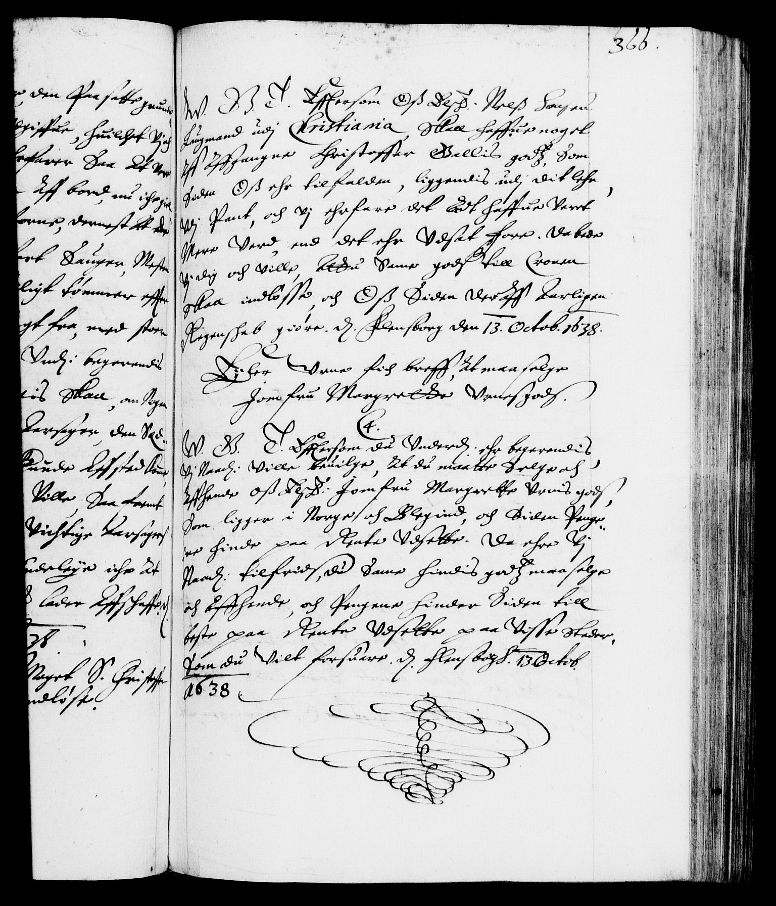 Danske Kanselli 1572-1799, AV/RA-EA-3023/F/Fc/Fca/Fcab/L0006: Norske tegnelser (mikrofilm), 1634-1639, s. 366a