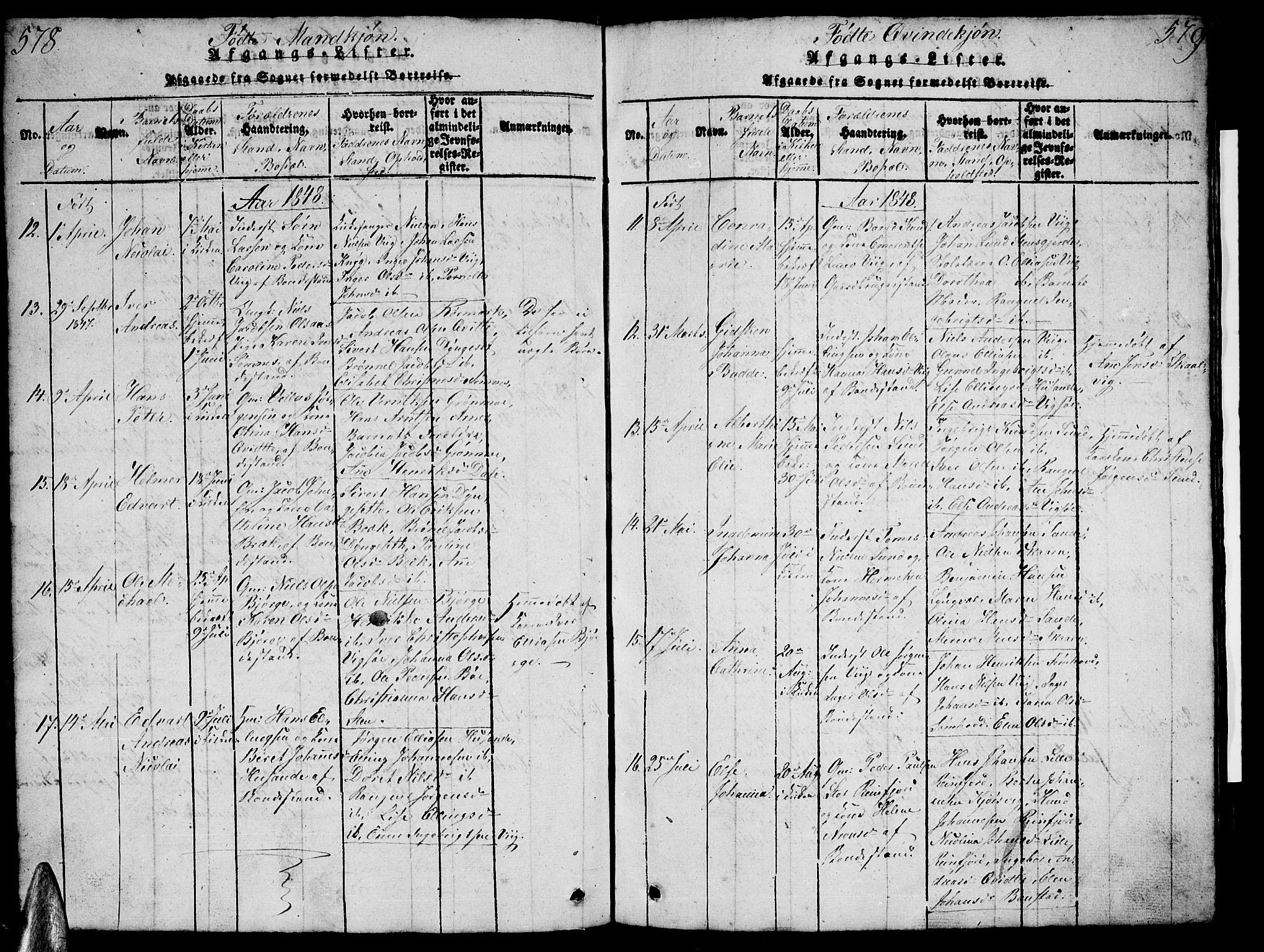 Ministerialprotokoller, klokkerbøker og fødselsregistre - Nordland, AV/SAT-A-1459/812/L0186: Klokkerbok nr. 812C04, 1820-1849, s. 578-579