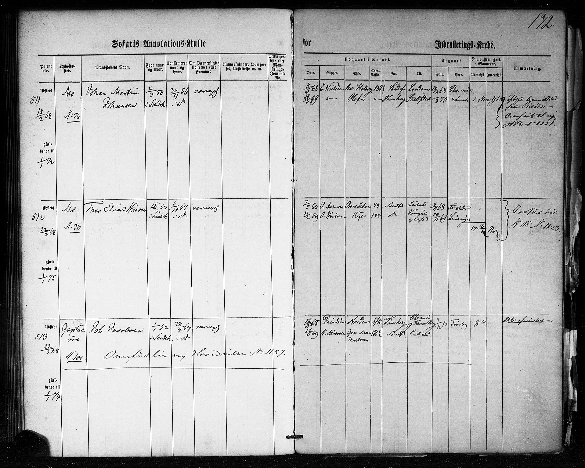 Sandefjord innrulleringskontor, AV/SAKO-A-788/F/Fa/L0001: Annotasjonsrulle, 1860-1868, s. 197