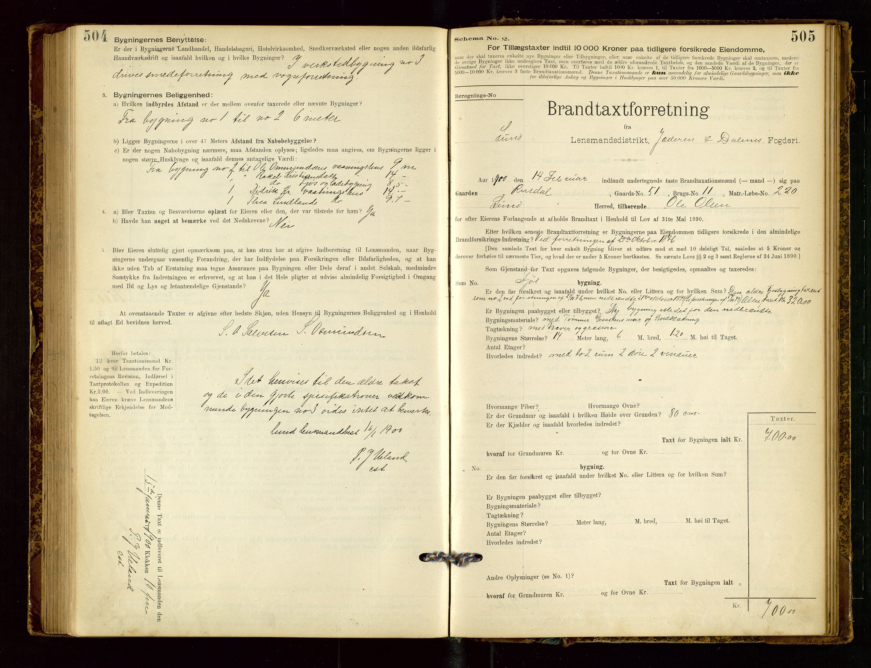 Lund lensmannskontor, AV/SAST-A-100303/Gob/L0001: "Brandtakstprotokol", 1894-1907, s. 504-505