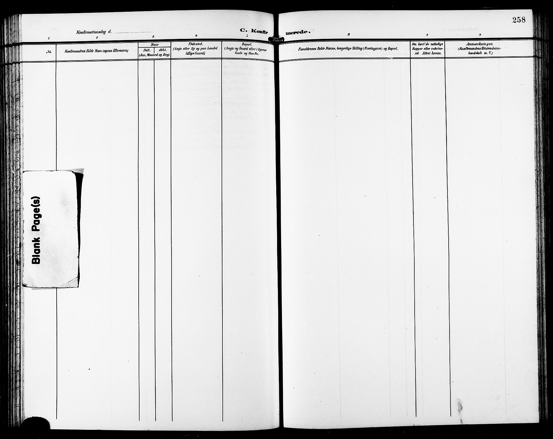 Trondenes sokneprestkontor, SATØ/S-1319/H/Hb/L0012klokker: Klokkerbok nr. 12, 1907-1916, s. 258