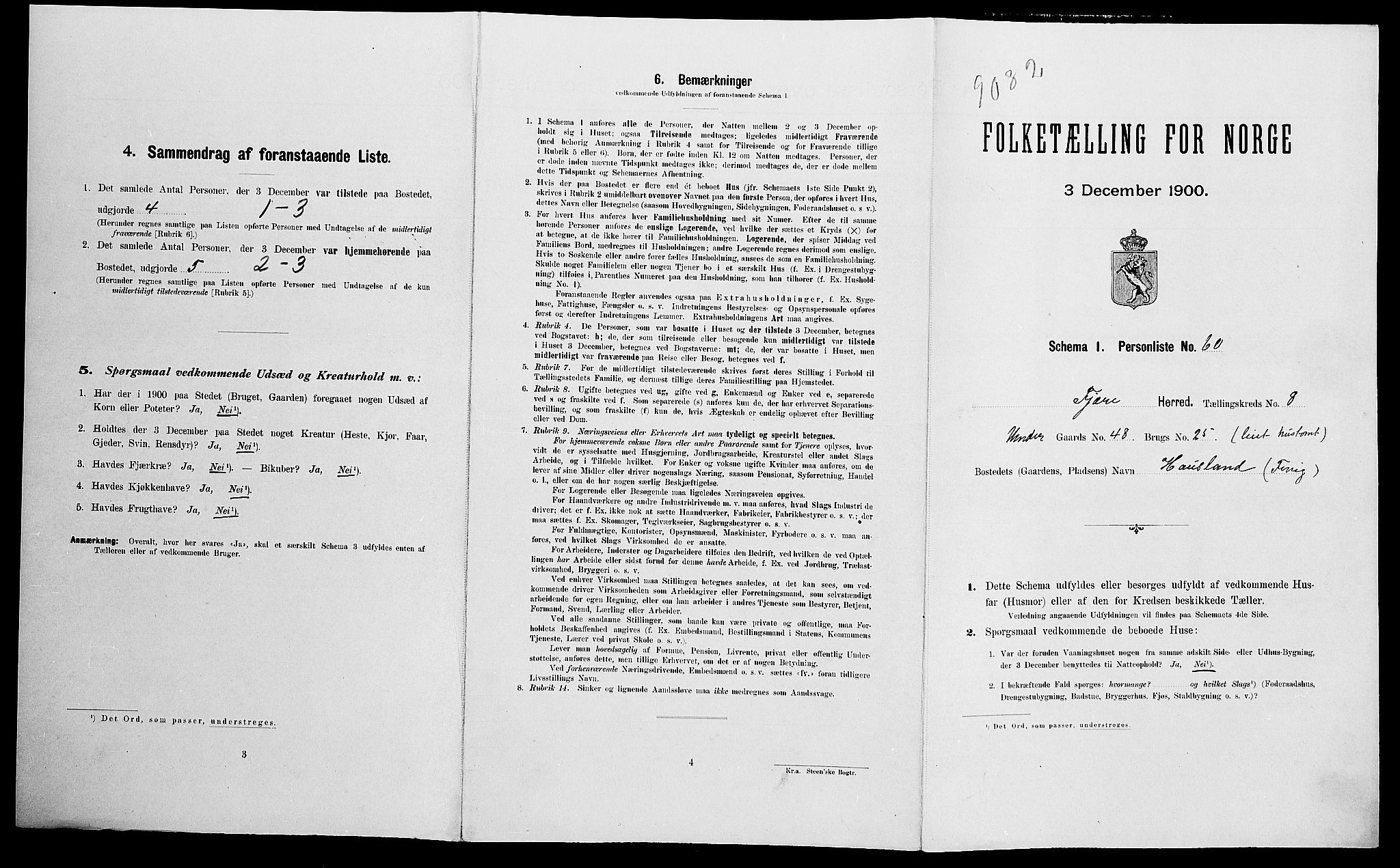 SAK, Folketelling 1900 for 0923 Fjære herred, 1900, s. 1770