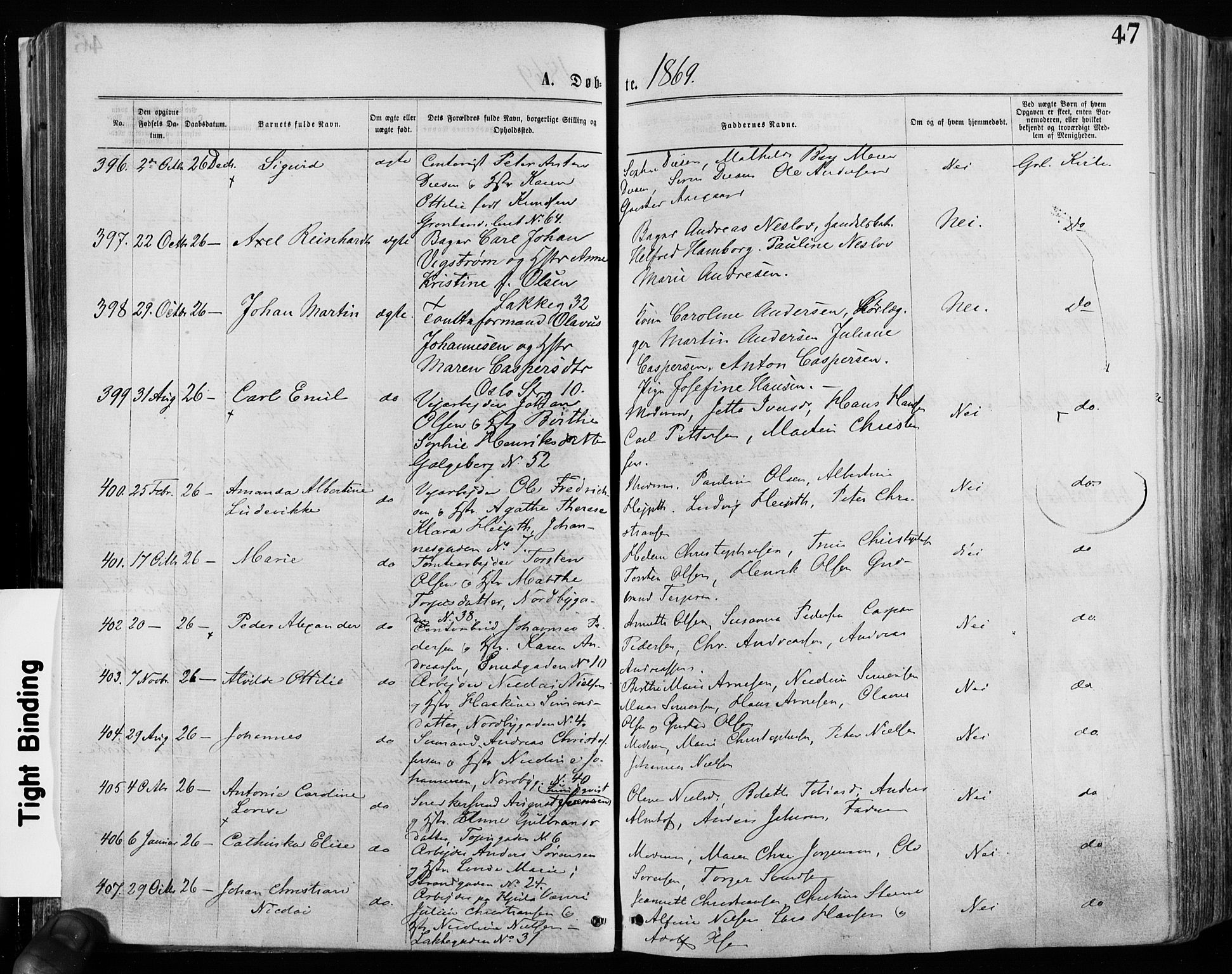 Grønland prestekontor Kirkebøker, AV/SAO-A-10848/F/Fa/L0004: Ministerialbok nr. 4, 1869-1880, s. 47