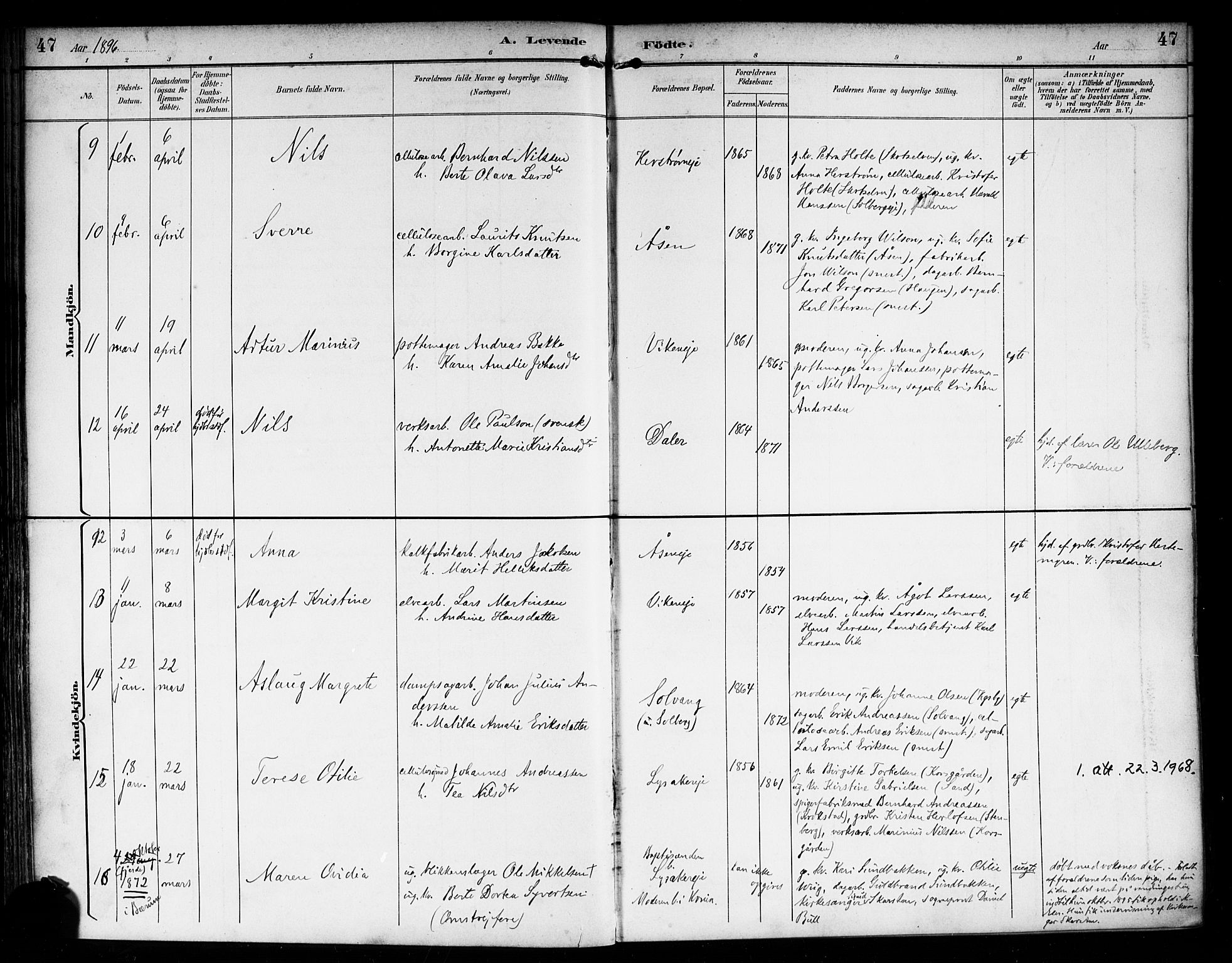 Nedre Eiker kirkebøker, AV/SAKO-A-612/F/Fa/L0004: Ministerialbok nr. 4, 1893-1898, s. 47