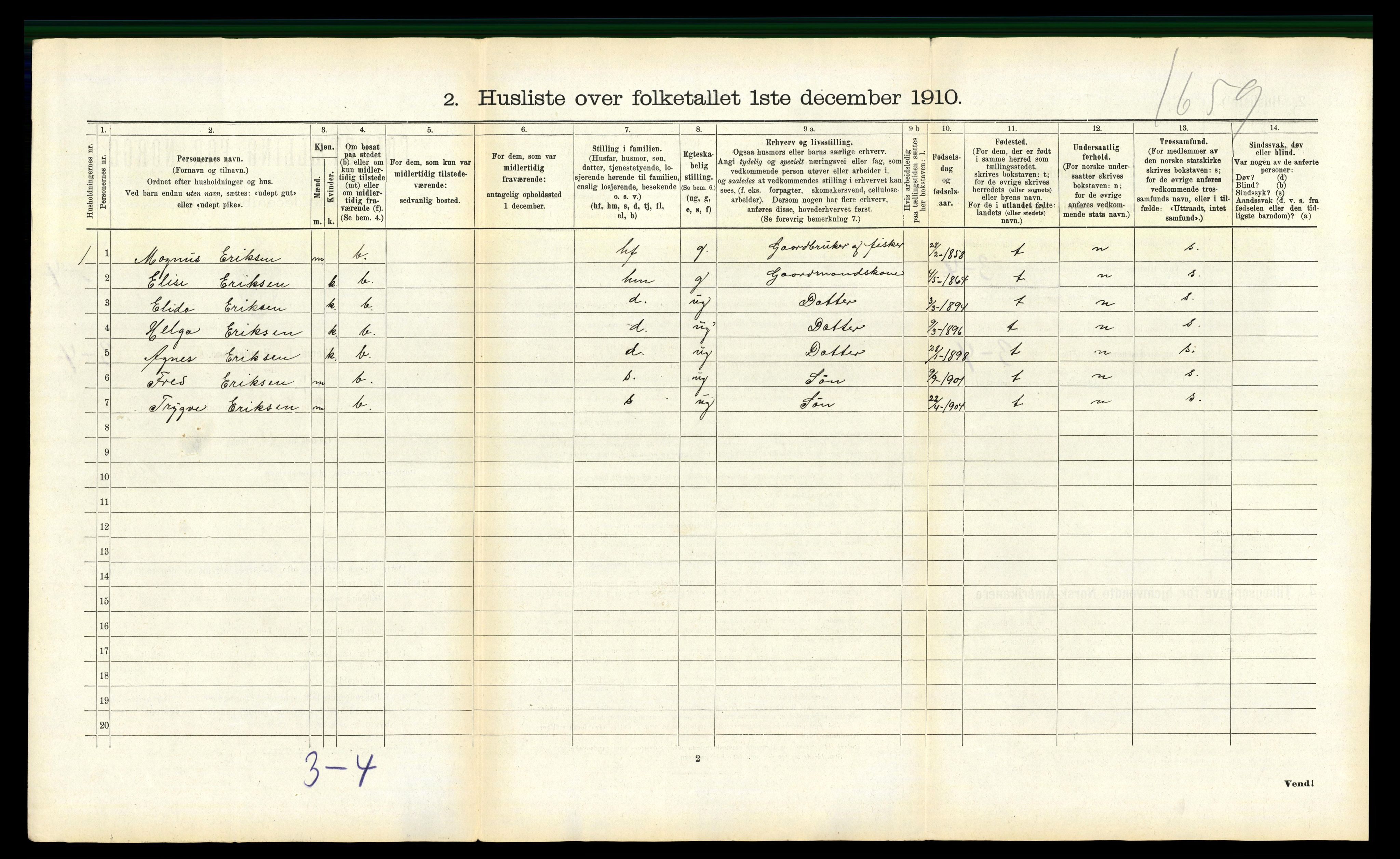 RA, Folketelling 1910 for 1811 Bindal herred, 1910, s. 539