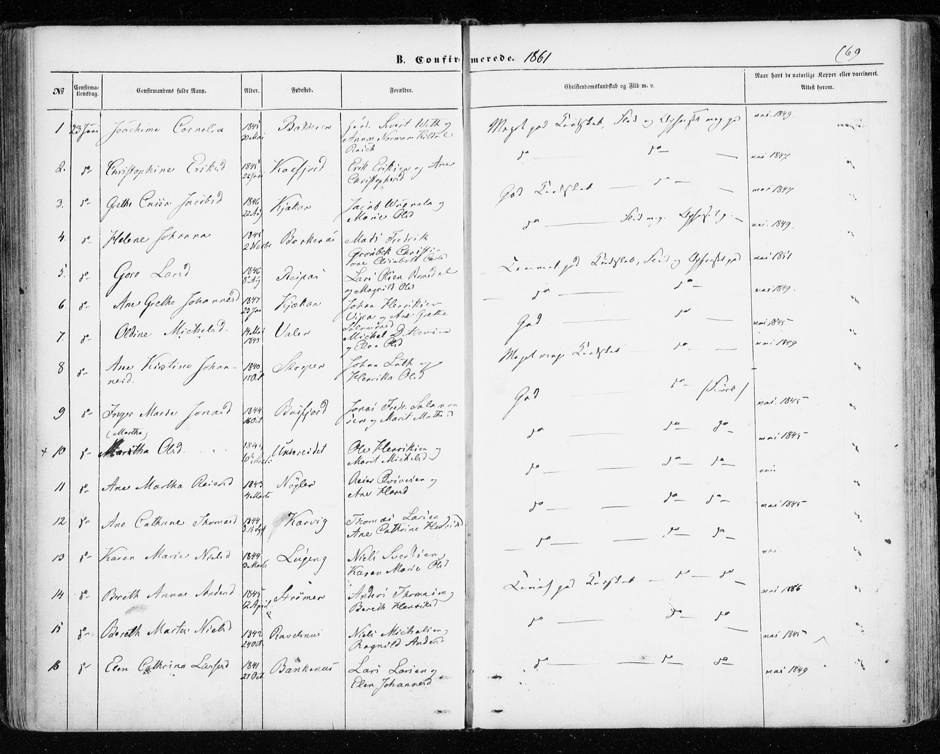 Skjervøy sokneprestkontor, AV/SATØ-S-1300/H/Ha/Haa/L0011kirke: Ministerialbok nr. 11, 1861-1877, s. 69