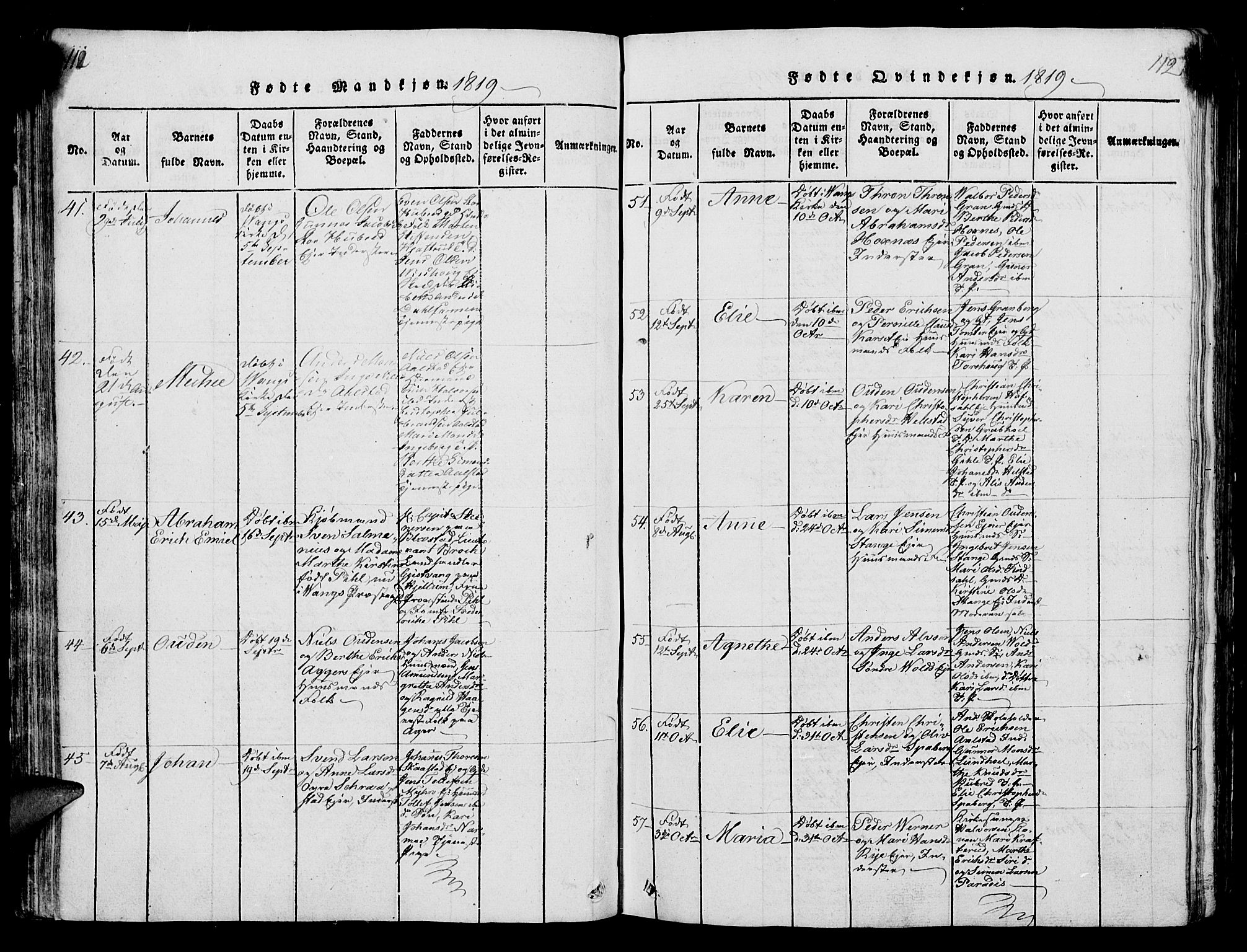 Vang prestekontor, Hedmark, AV/SAH-PREST-008/H/Ha/Hab/L0004: Klokkerbok nr. 4, 1813-1827, s. 111-112