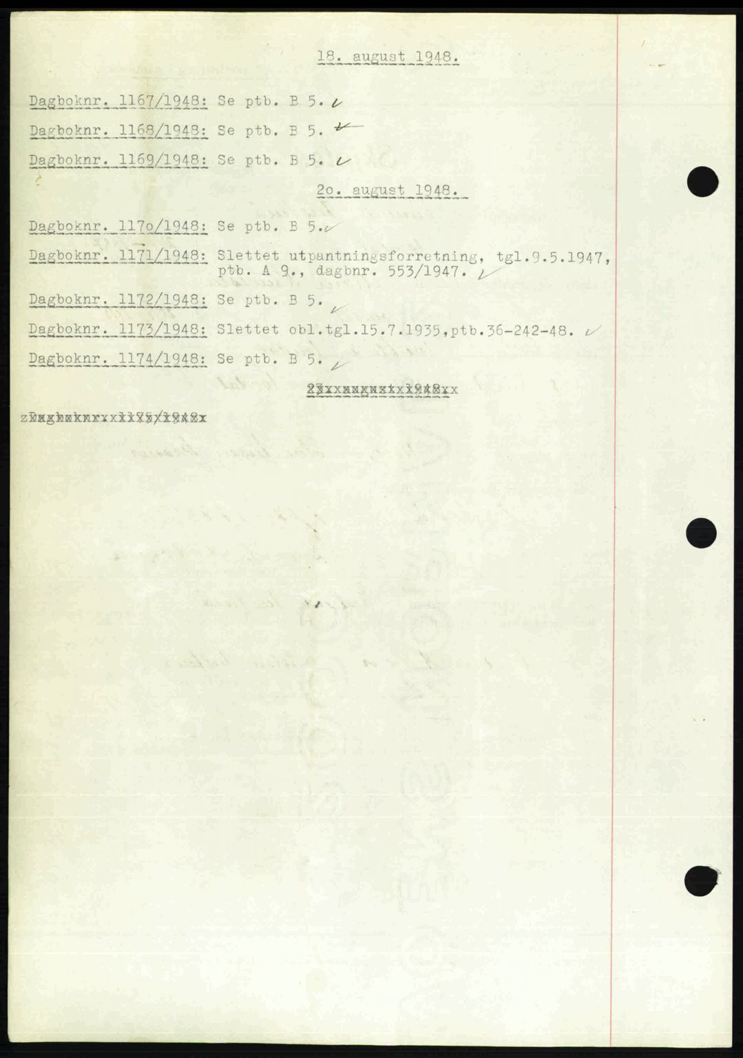 Nedenes sorenskriveri, AV/SAK-1221-0006/G/Gb/Gba/L0059: Pantebok nr. A11, 1948-1948, Dagboknr: 1167/1948