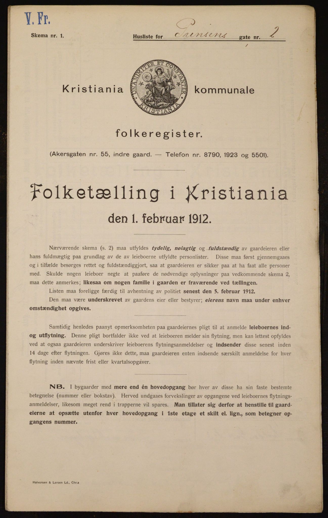 OBA, Kommunal folketelling 1.2.1912 for Kristiania, 1912, s. 81446