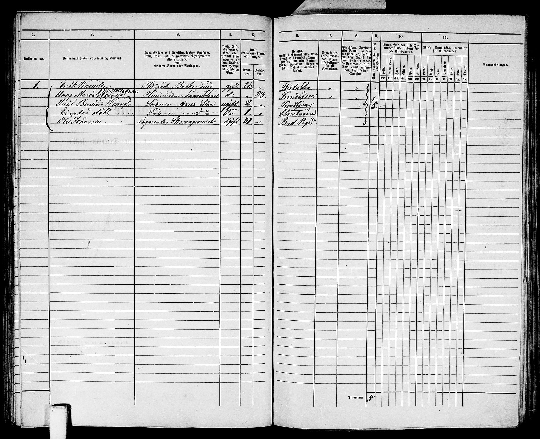 RA, Folketelling 1865 for 1503B Kristiansund prestegjeld, Kristiansund kjøpstad, 1865, s. 333