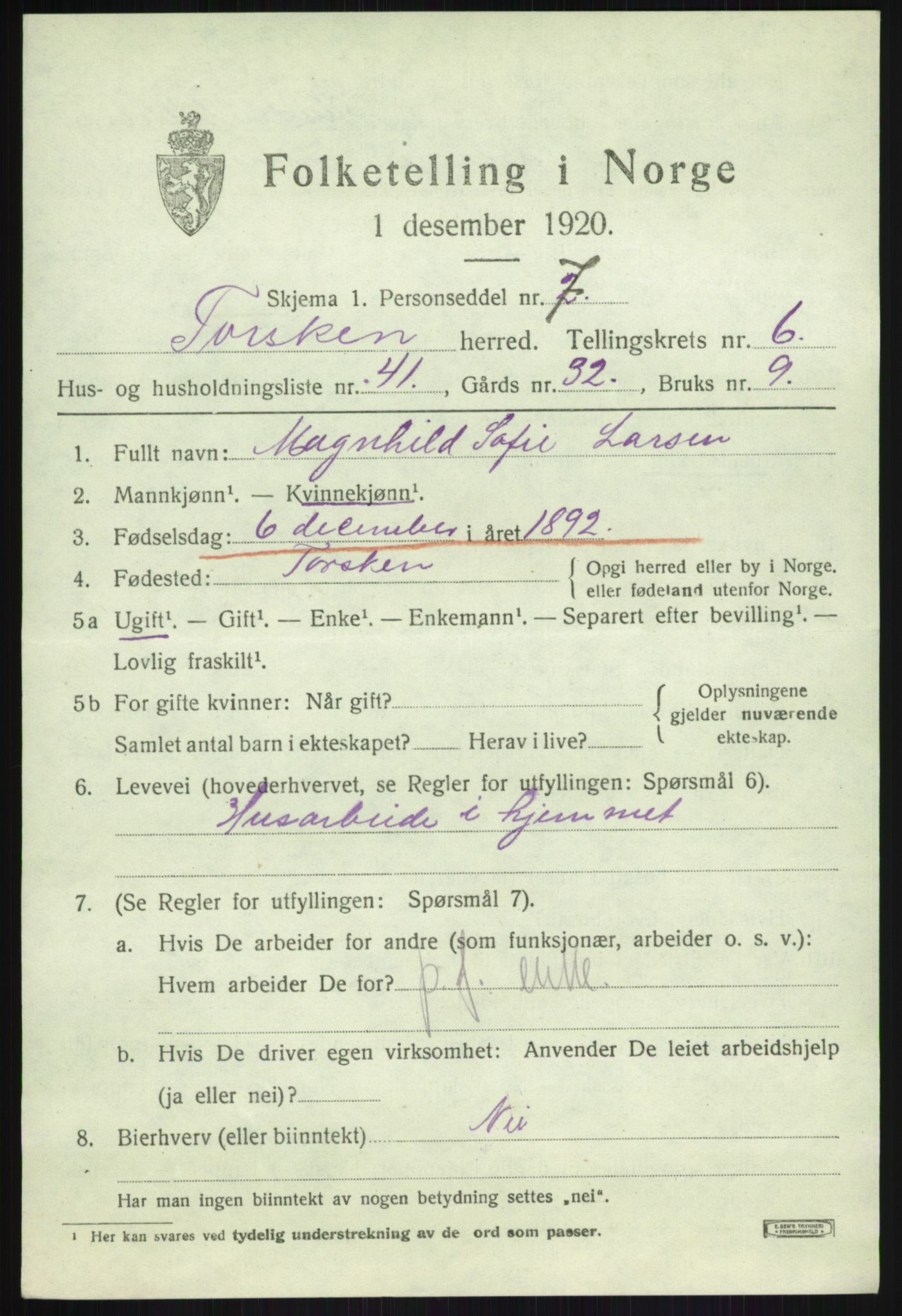 SATØ, Folketelling 1920 for 1928 Torsken herred, 1920, s. 2931