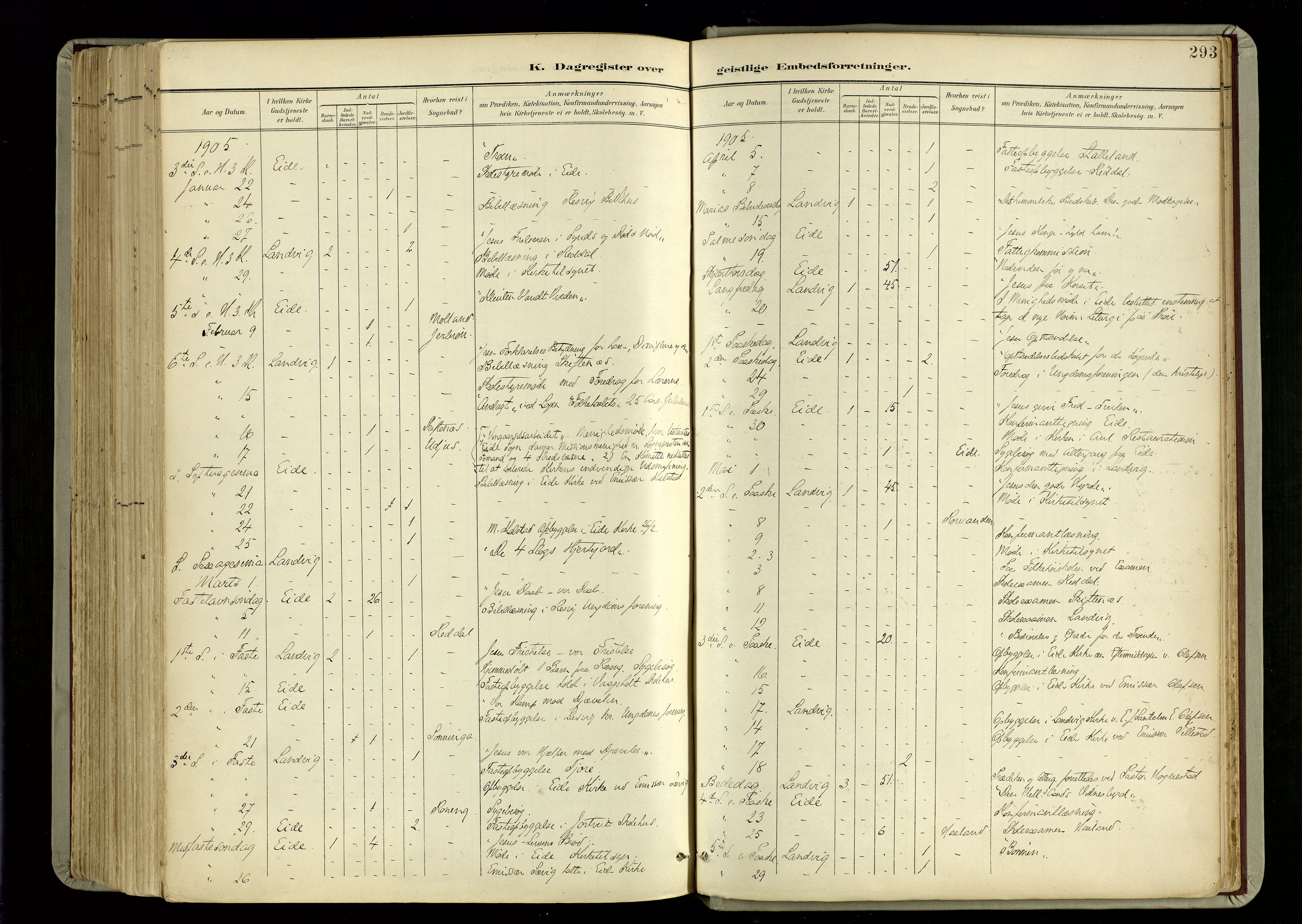 Hommedal sokneprestkontor, AV/SAK-1111-0023/F/Fa/Fab/L0007: Ministerialbok nr. A 7, 1898-1924, s. 293