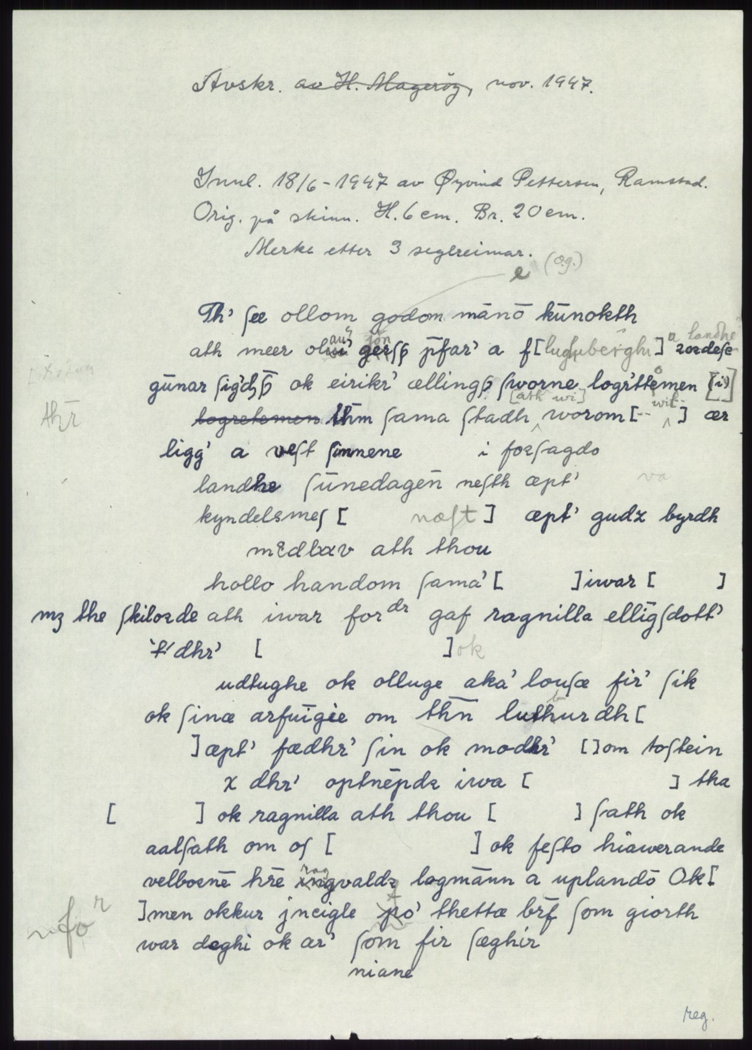 Samlinger til kildeutgivelse, Diplomavskriftsamlingen, AV/RA-EA-4053/H/Ha, s. 3267
