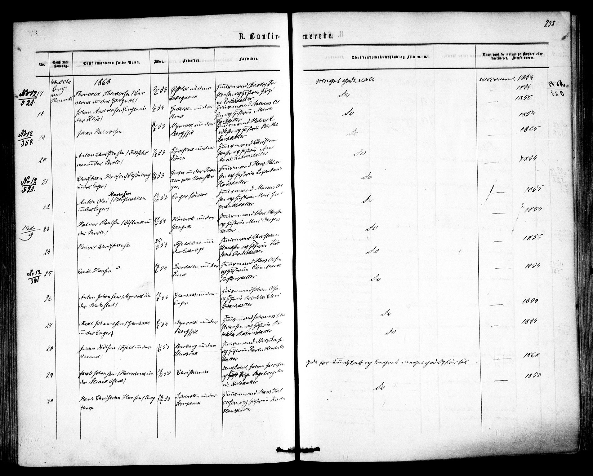 Høland prestekontor Kirkebøker, AV/SAO-A-10346a/F/Fa/L0011: Ministerialbok nr. I 11, 1862-1869, s. 238