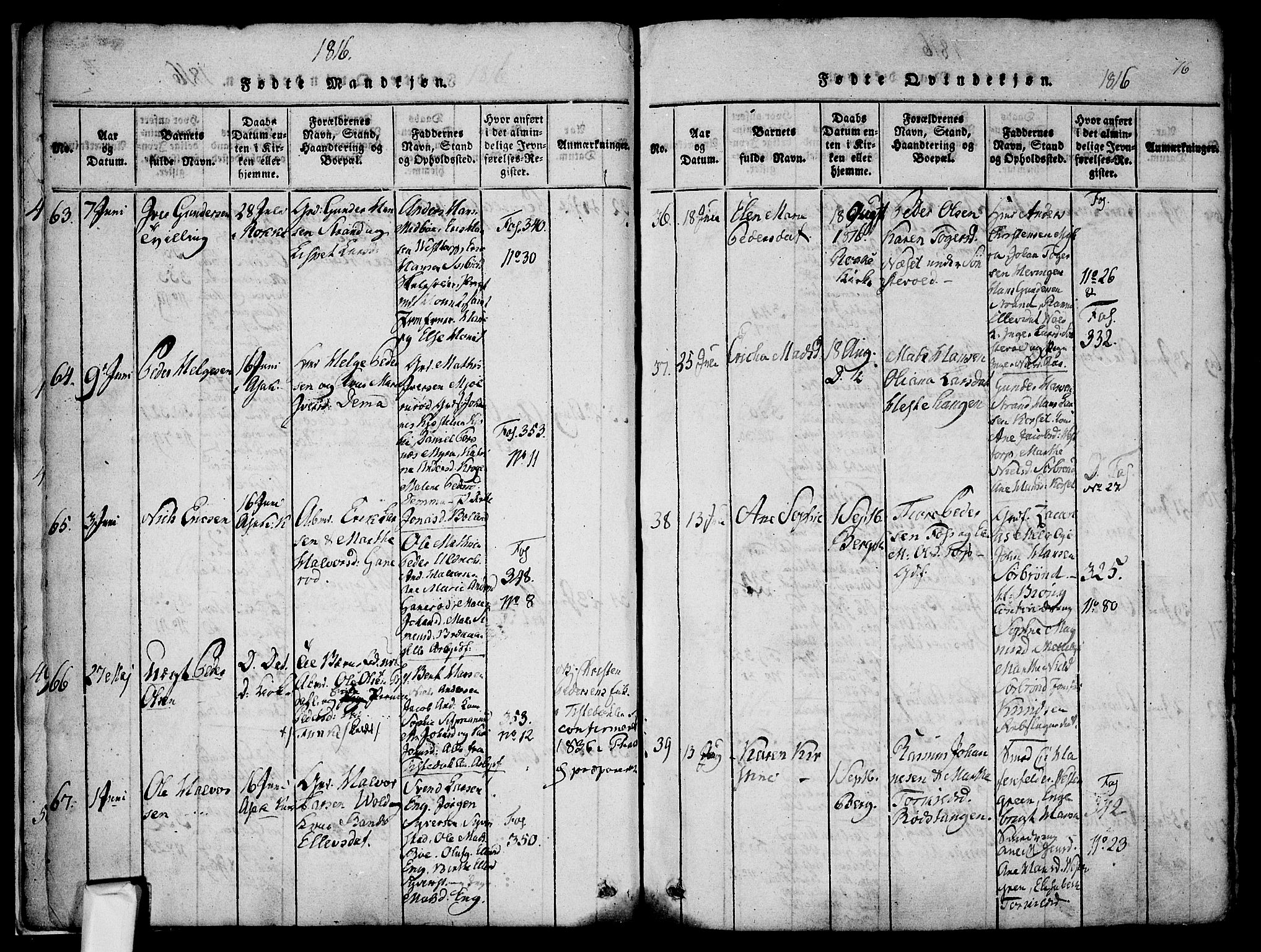 Berg prestekontor Kirkebøker, SAO/A-10902/F/Fa/L0002: Ministerialbok nr. I 2, 1815-1831, s. 16