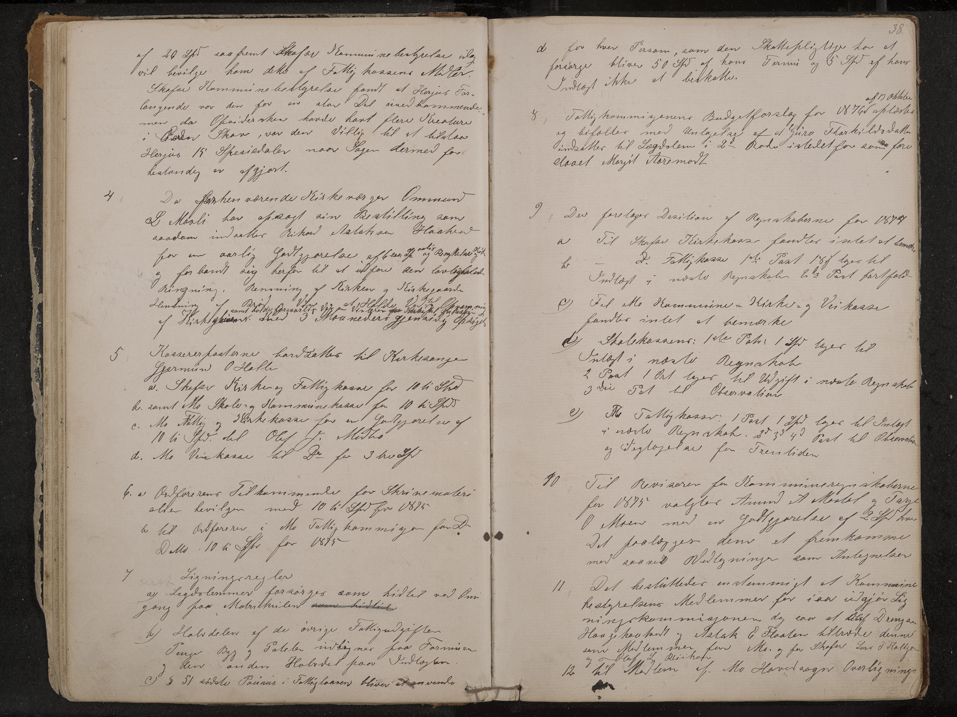 Mo formannskap og sentraladministrasjon, IKAK/0832021/A/L0002: Møtebok, 1869-1886, s. 38