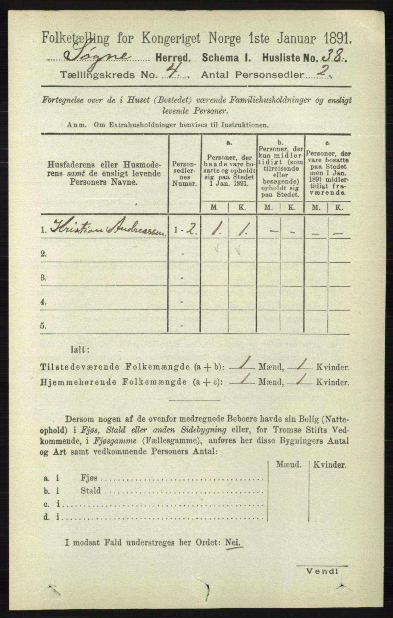 RA, Folketelling 1891 for 1018 Søgne herred, 1891, s. 620