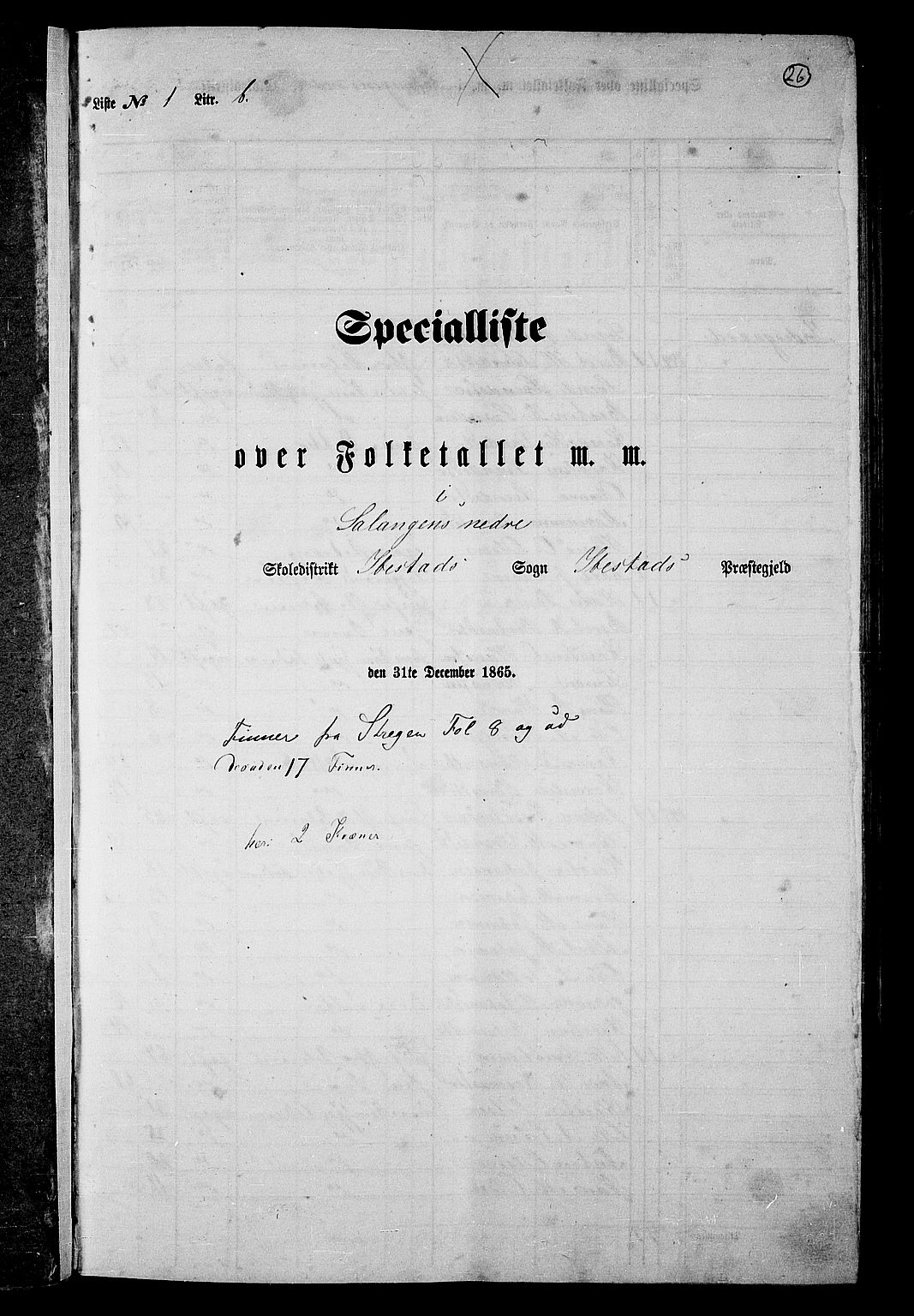 RA, Folketelling 1865 for 1917P Ibestad prestegjeld, 1865, s. 26