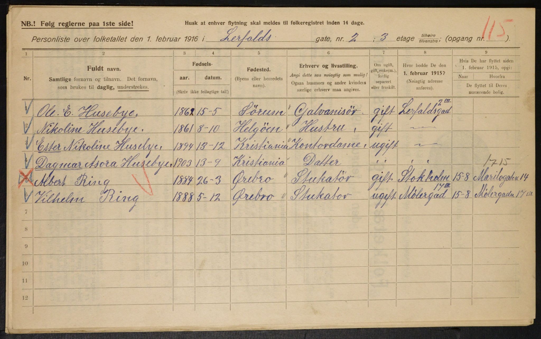 OBA, Kommunal folketelling 1.2.1916 for Kristiania, 1916, s. 58545