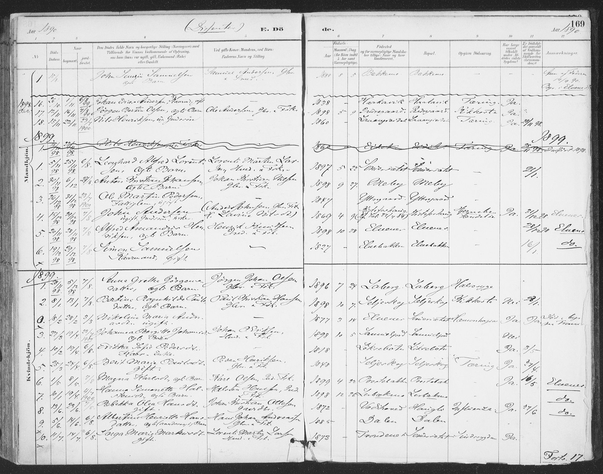 Ibestad sokneprestembete, AV/SATØ-S-0077/H/Ha/Haa/L0015kirke: Ministerialbok nr. 15, 1888-1899, s. 169