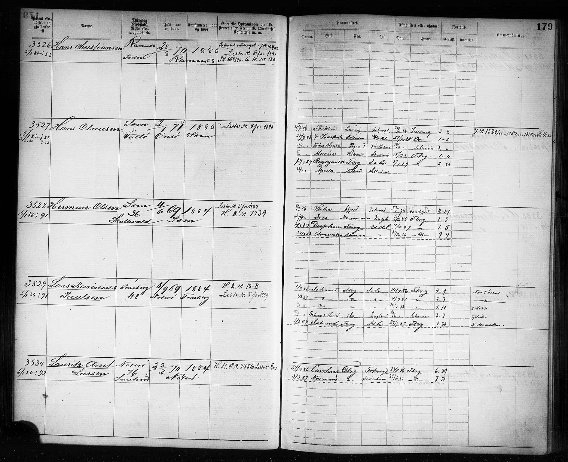 Tønsberg innrulleringskontor, AV/SAKO-A-786/F/Fb/L0007: Annotasjonsrulle Patent nr. 2636-5150, 1881-1892, s. 180