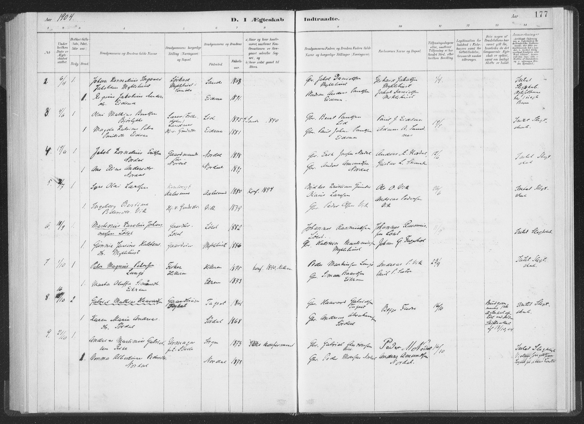 Ministerialprotokoller, klokkerbøker og fødselsregistre - Møre og Romsdal, SAT/A-1454/502/L0025: Ministerialbok nr. 502A03, 1885-1909, s. 177