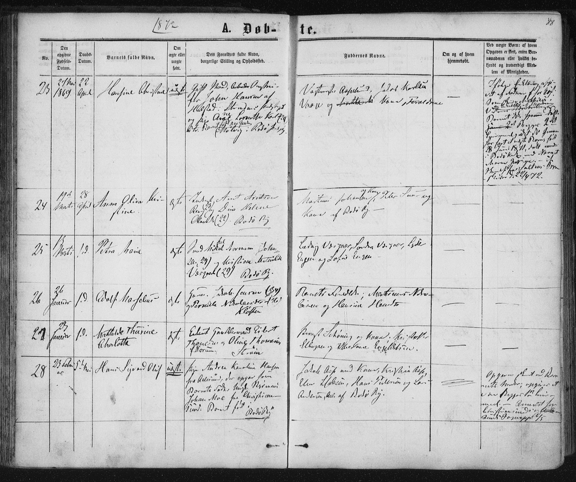 Ministerialprotokoller, klokkerbøker og fødselsregistre - Nordland, AV/SAT-A-1459/801/L0008: Ministerialbok nr. 801A08, 1864-1875, s. 88
