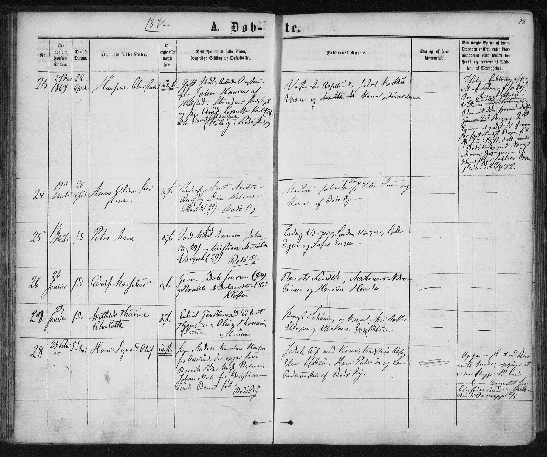 Ministerialprotokoller, klokkerbøker og fødselsregistre - Nordland, SAT/A-1459/801/L0008: Ministerialbok nr. 801A08, 1864-1875, s. 88